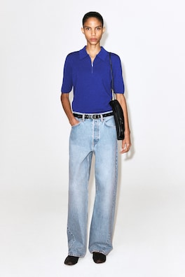 MERINO WOOL ZIP-UP POLO SHIRT — COBALT BLUE 2
