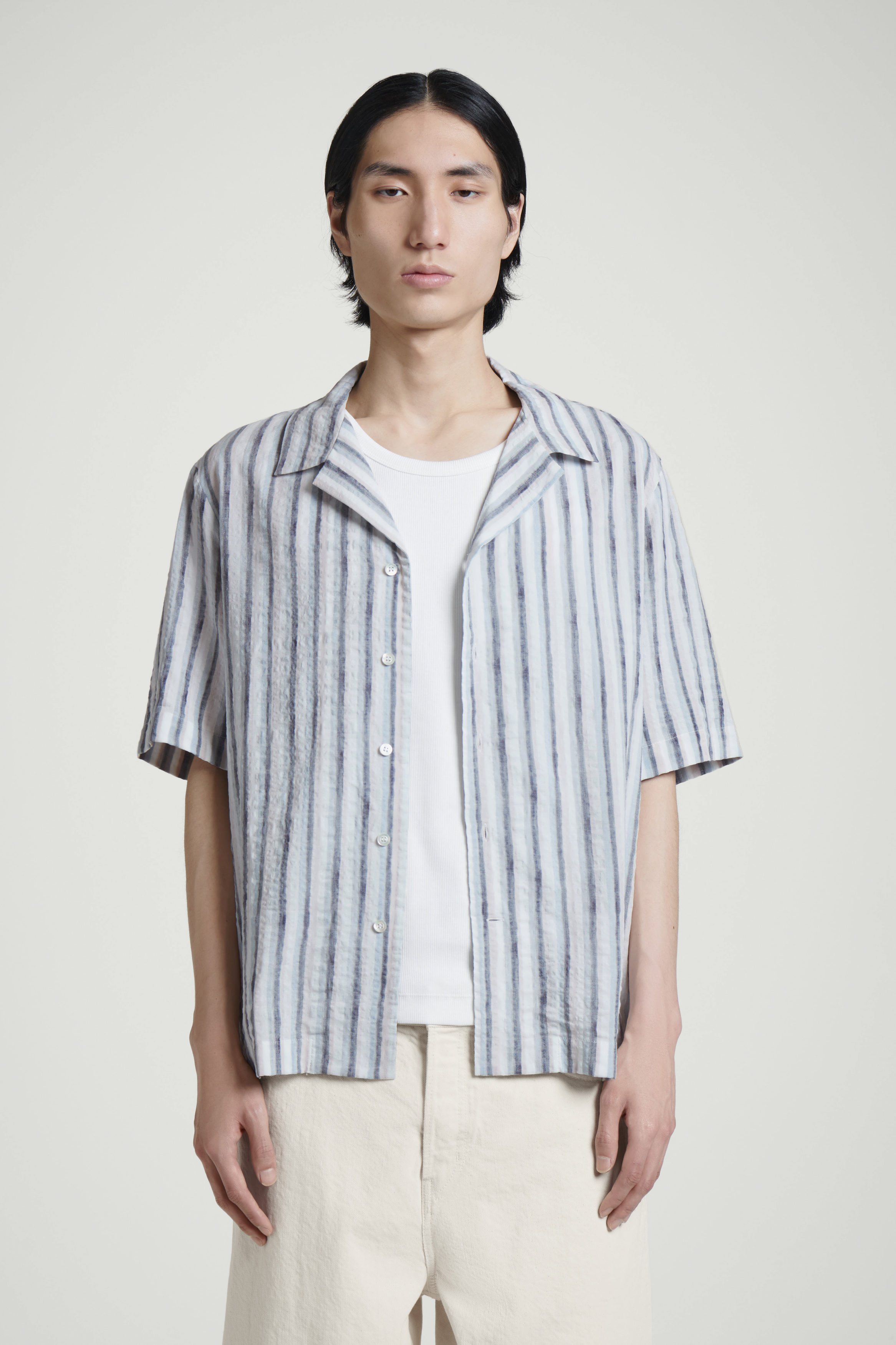 【Classic】cos striped short sleeve shirt Classic Cos Striped Short Sleeve Shirt | eBay