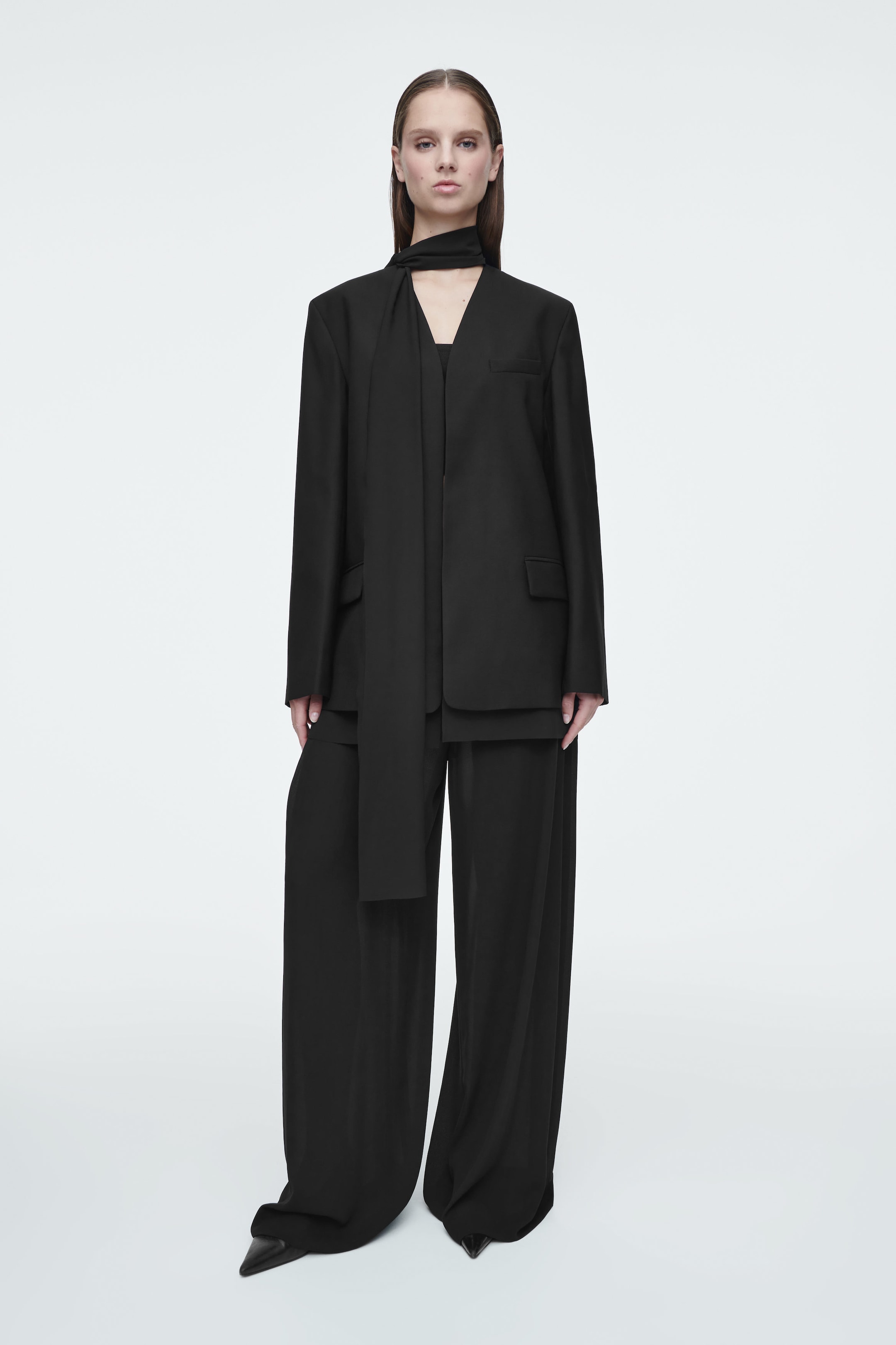 REGULAR TAILORED SHEER WIDE-LEG PANTS