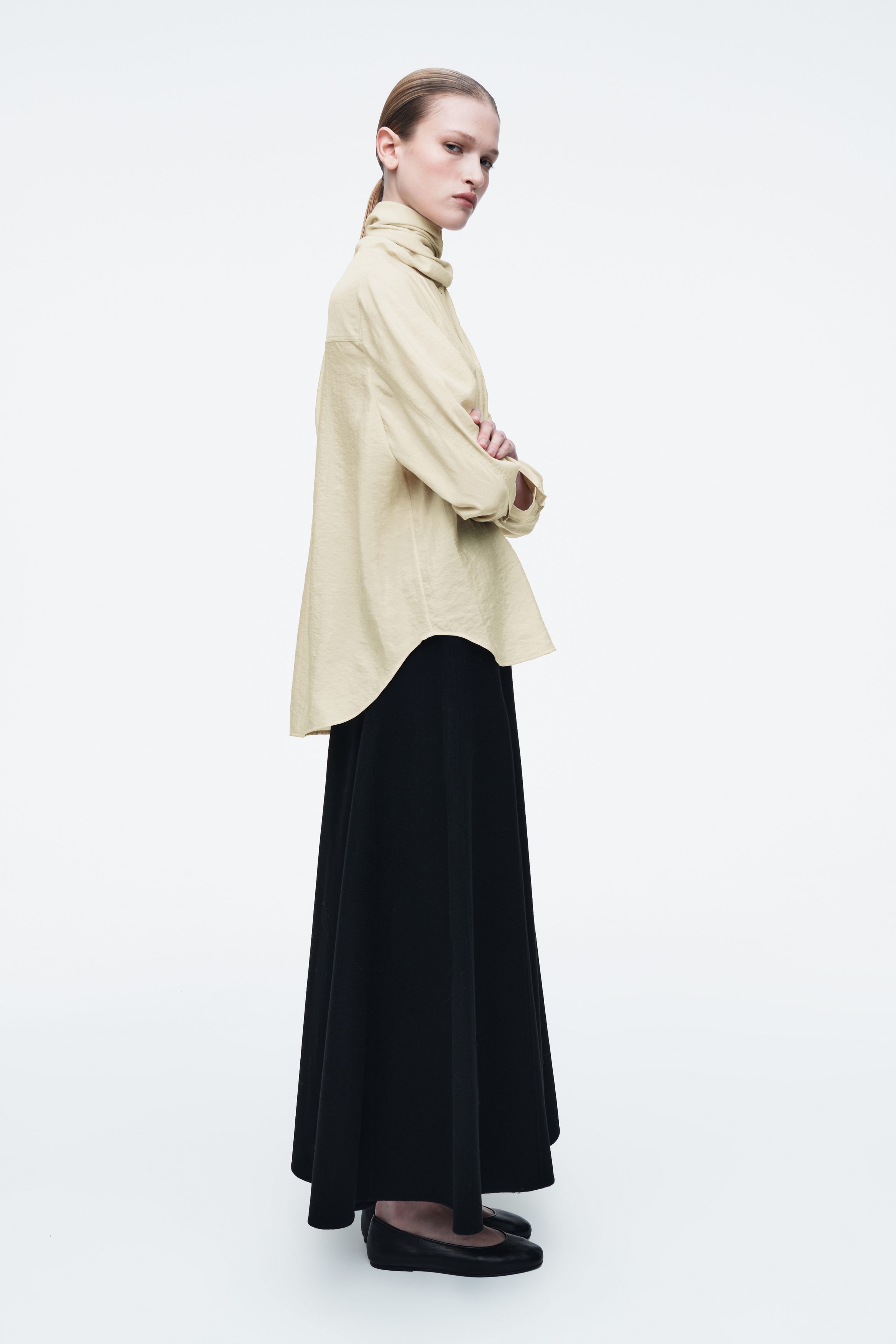 SCARF-DETAIL SILK BLOUSE - BEIGE | COS