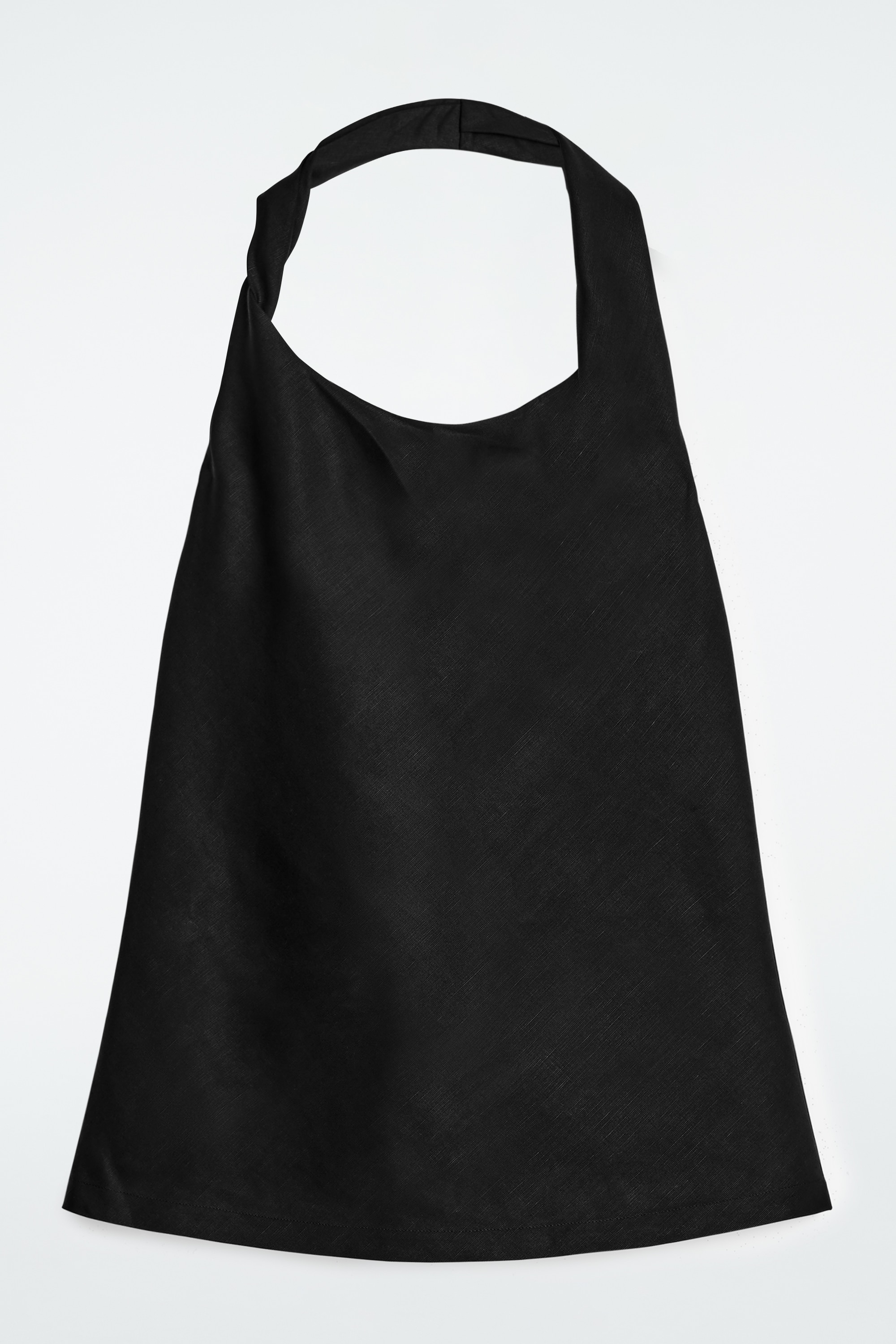 TWIST-DETAIL LINEN-BLEND TOP - BLACK/LIGHT PINK