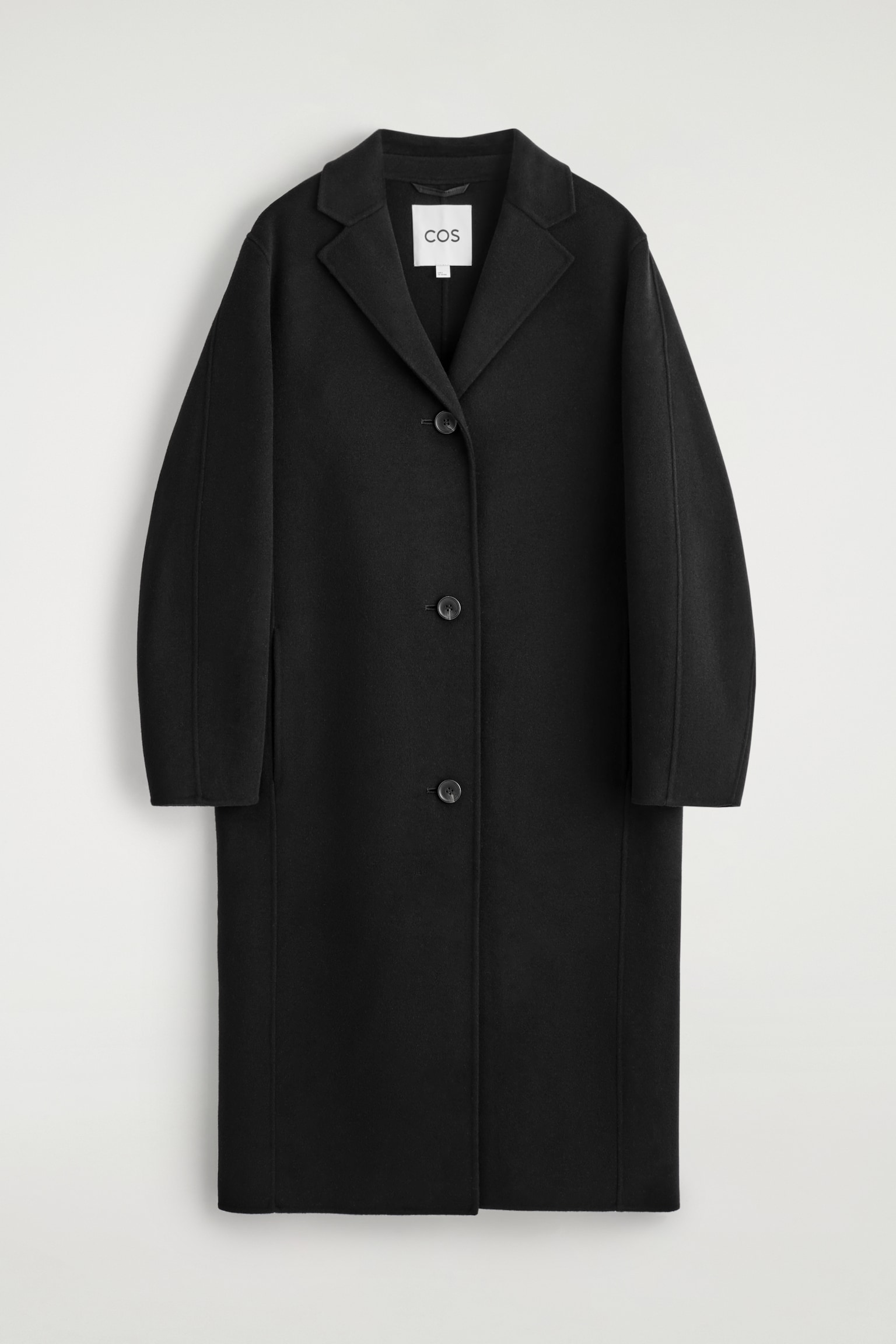 DOUBLE-FACED WOOL COAT - BLACK/LIGHT BEIGE - 2