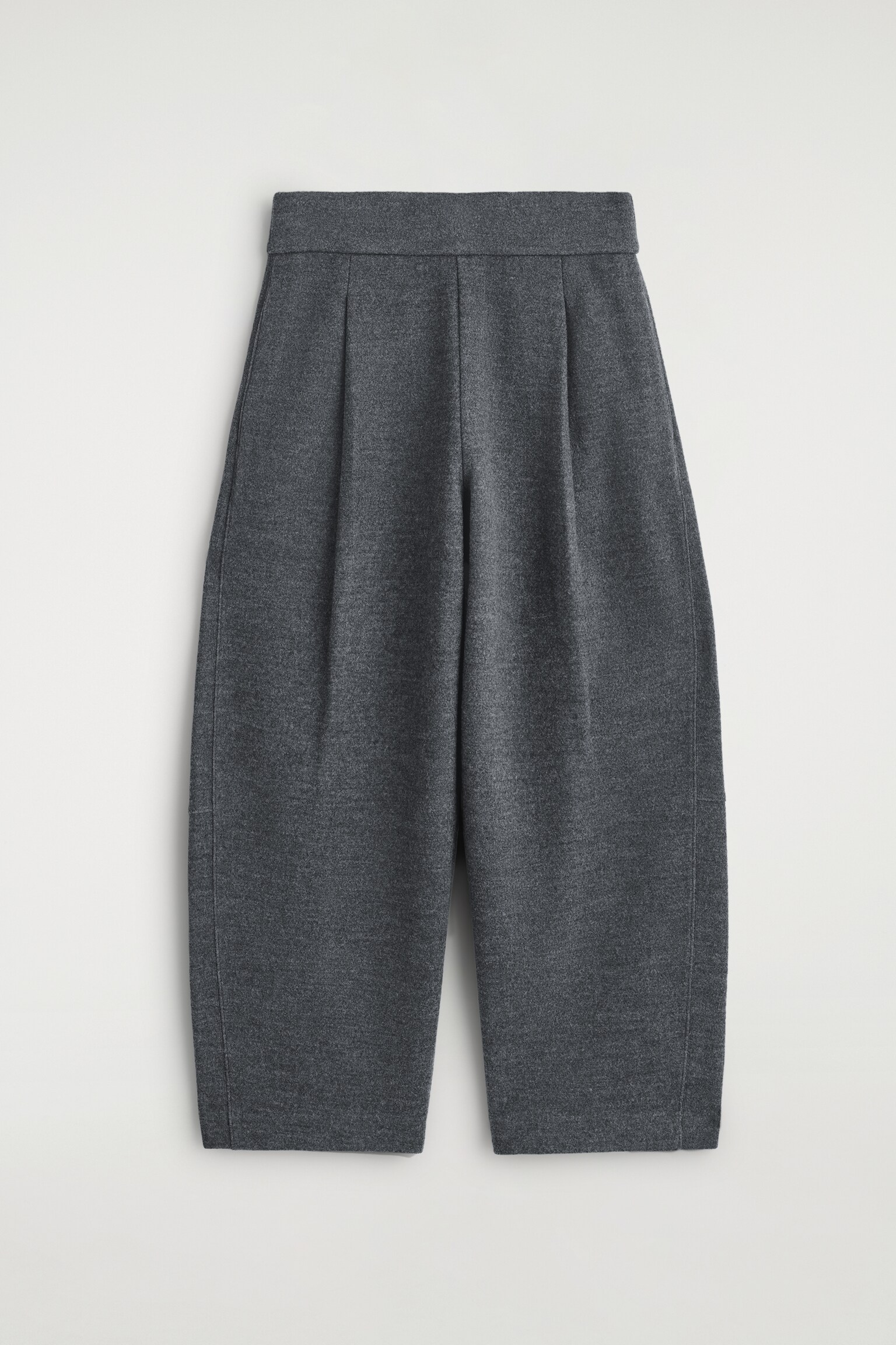 PANTALON BARREL EN LAINE BOUILLIE - GRIS FONCÉ CHINÉ/BLEU MARINE - 2