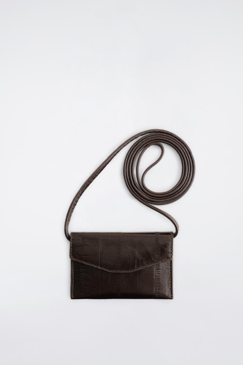 Eel-Effect Leather Cardholder
