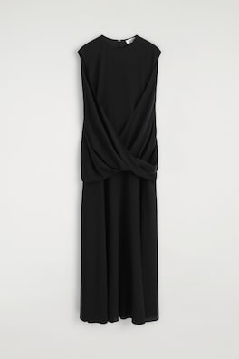 DRAPED SILK MAXI DRESS — CARBON 2