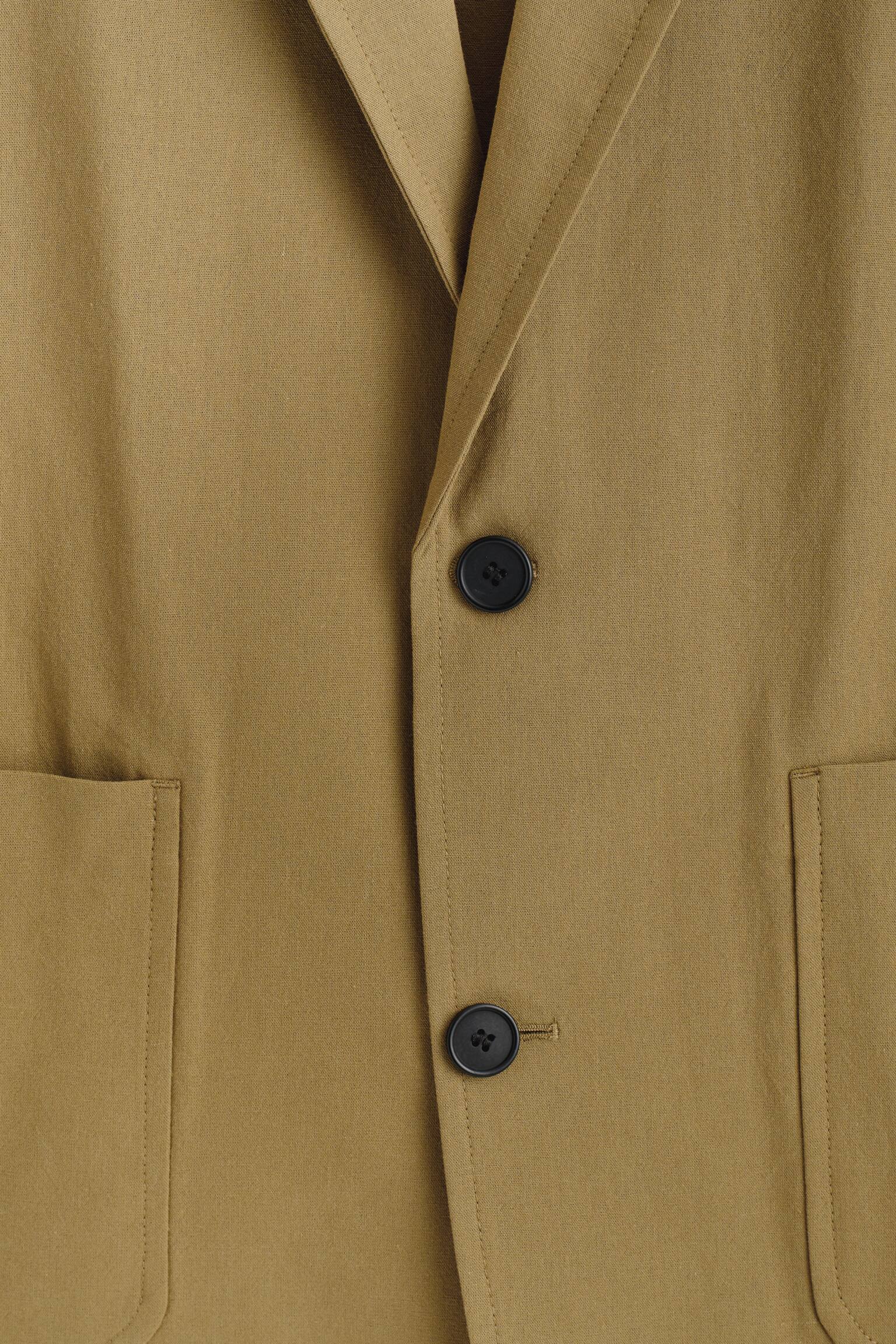 UNSTRUCTURED COTTON BLAZER - ירוק זית - 10