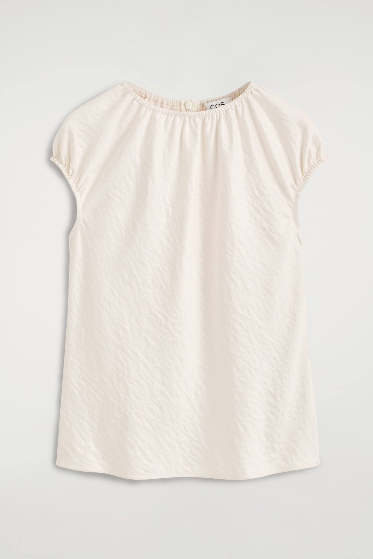GATHERED CRINKLED-SATIN TOP - שנהב - 1
