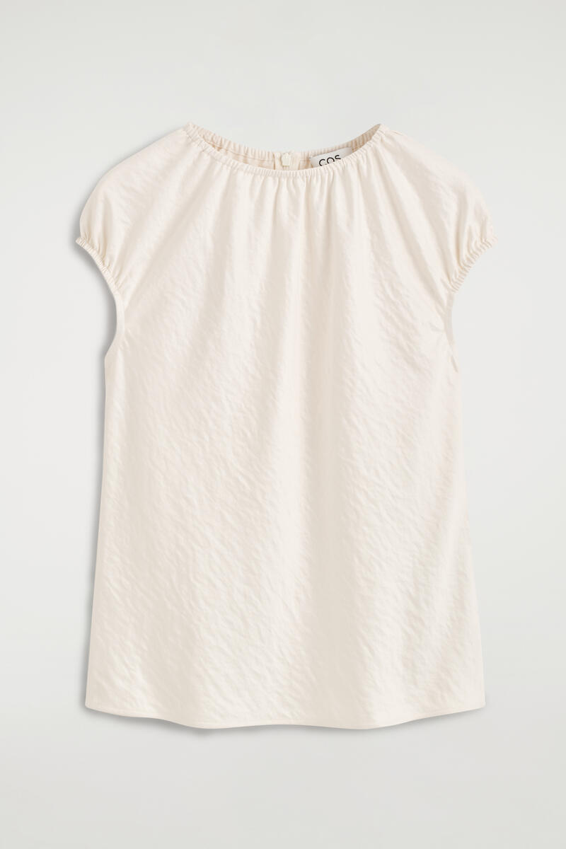 Gathered Crinkled-Satin Top