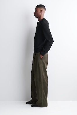 KNITTED COTTON HENLEY JUMPER — BLACK 2