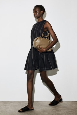 SCULPTED PLEATED MINI DRESS — BLACK 2