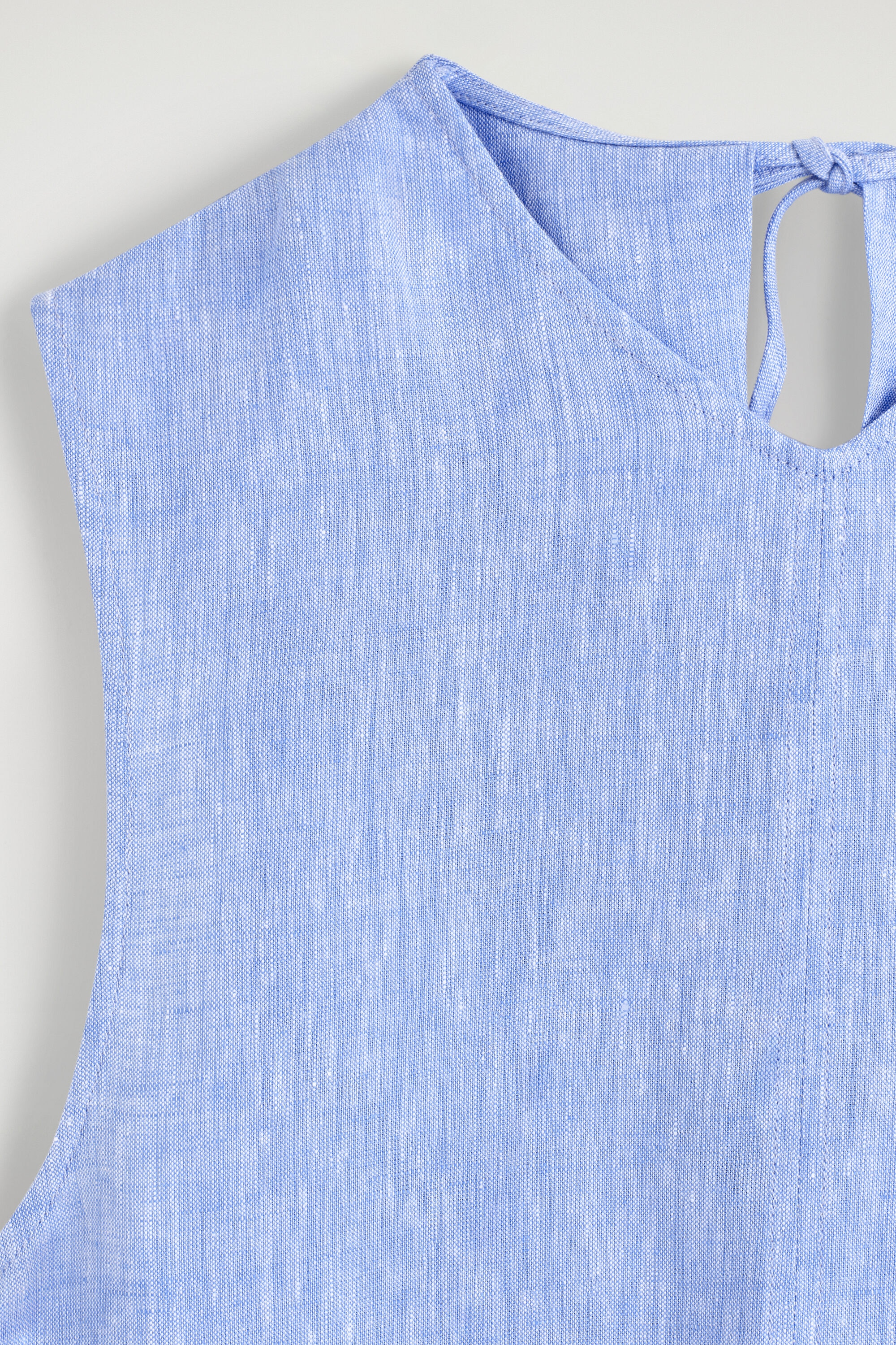 cos open back mini dress COS Women's V-Neck Open-Back Mini Dress in Navy | Linen