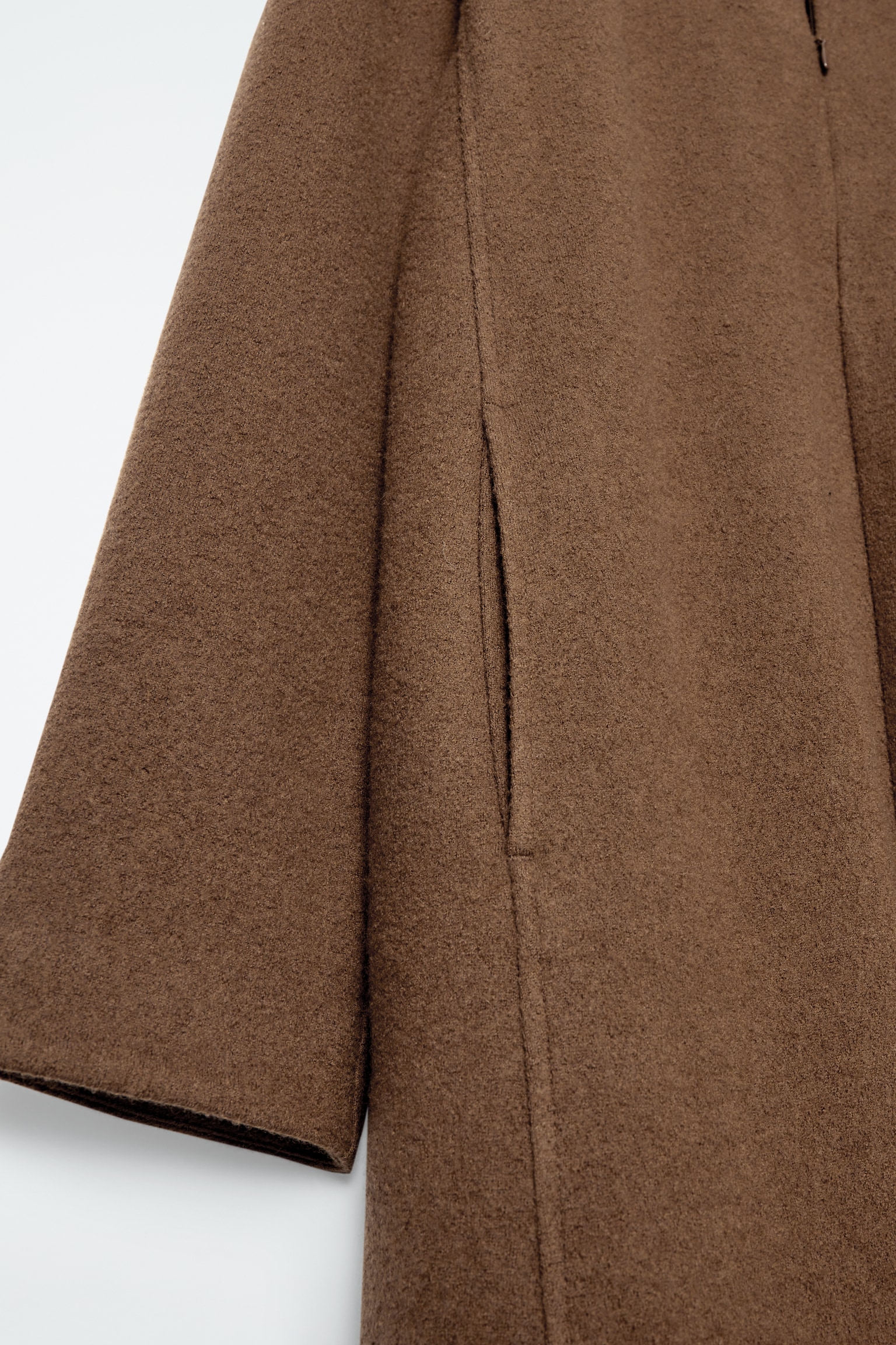 A-LINE BOILED-WOOL MINI DRESS - BROWN - 3