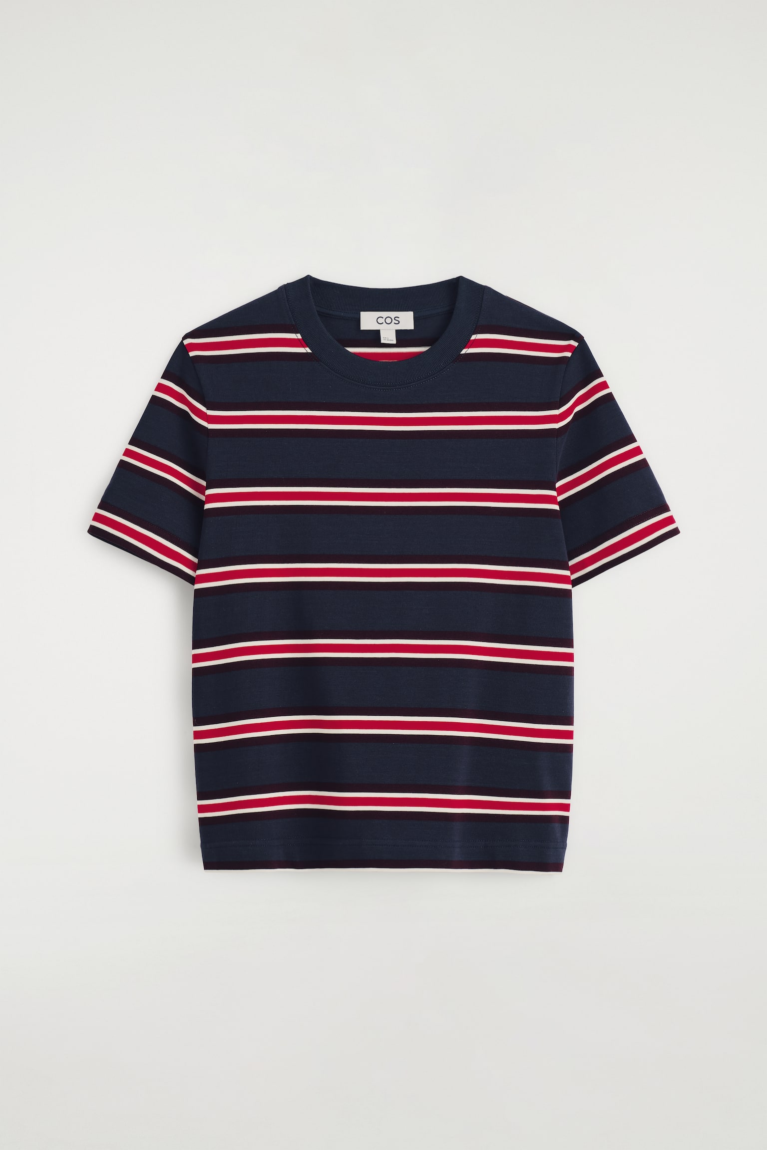 ENKEL T-SHIRT - MARINEBLÅ / RØD / STRIBET/MELERET MØRKEGRÅ/SORT/MØRKEBRUN/MØRKEGRØN/KOBOLTBLÅ/HVID/SORT / HVID / RØD / STRIBET/ROSA/WHITE / ORANGE/GUL/ELFENBEN / GUL / STRIBET/MELERET BEIGE - 1