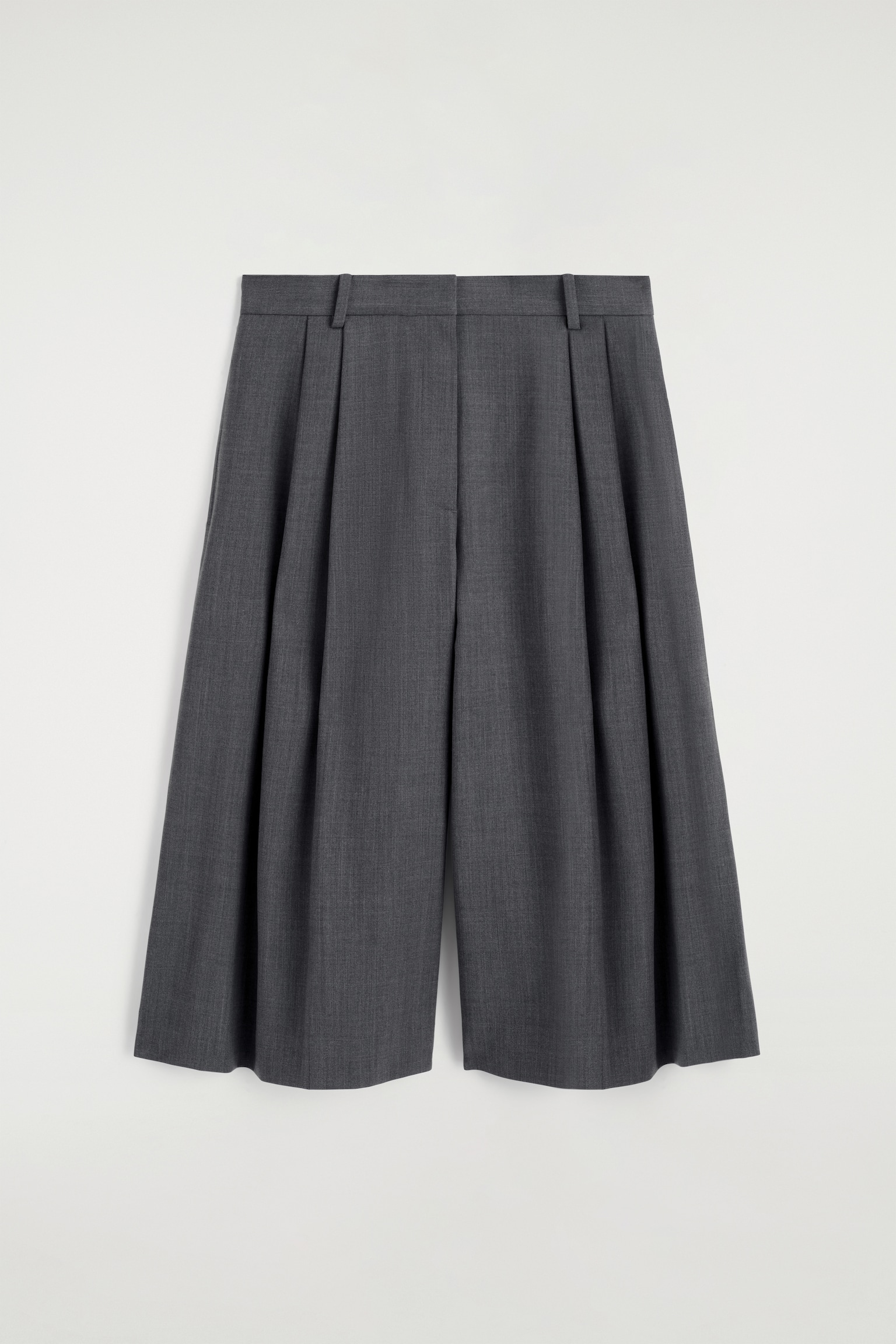 CULOTTES AUS WOLL-MIX MIT FALTEN - GRAU - 2
