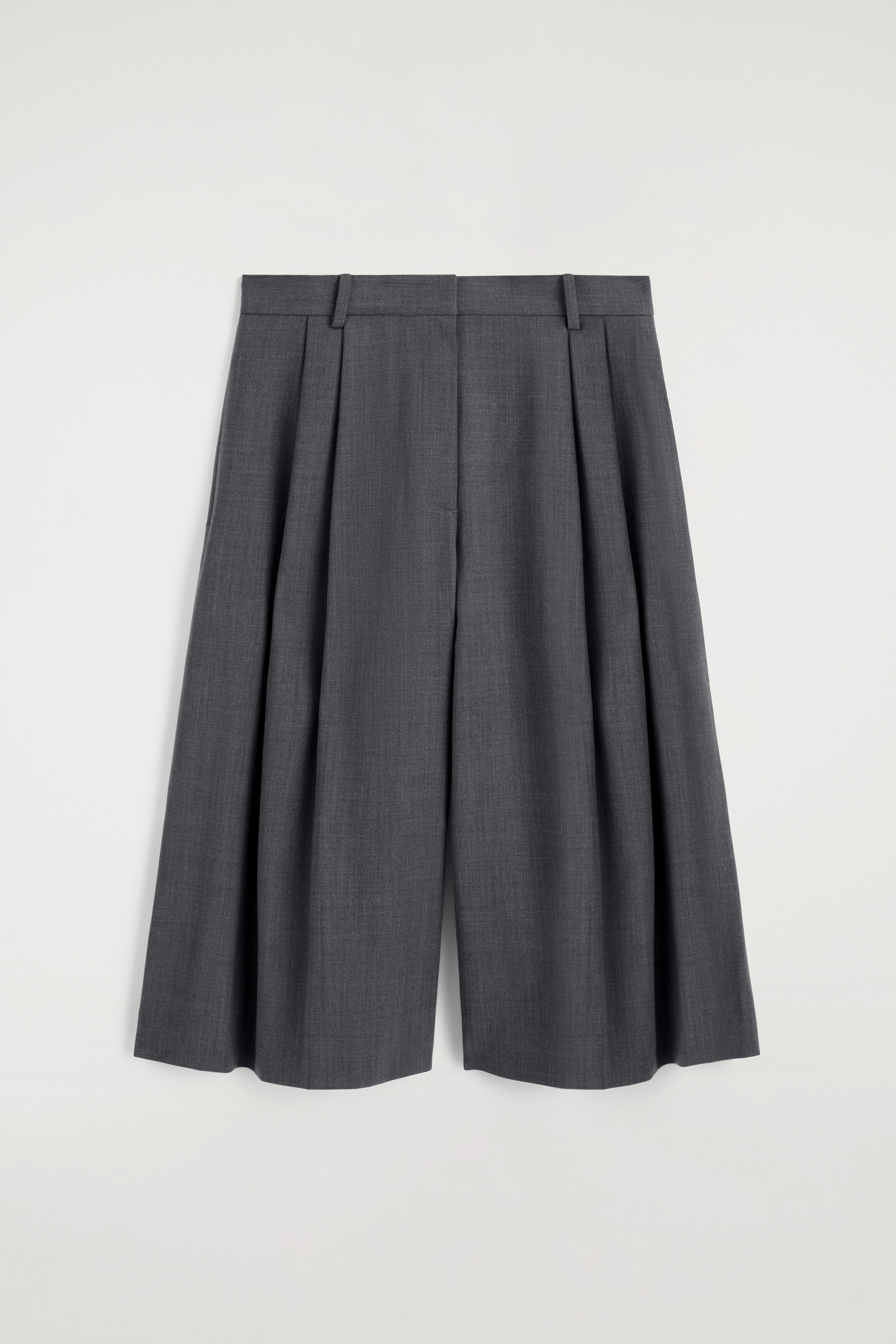 PLEATED WOOL-BLEND CULOTTES - GRAY | COS US