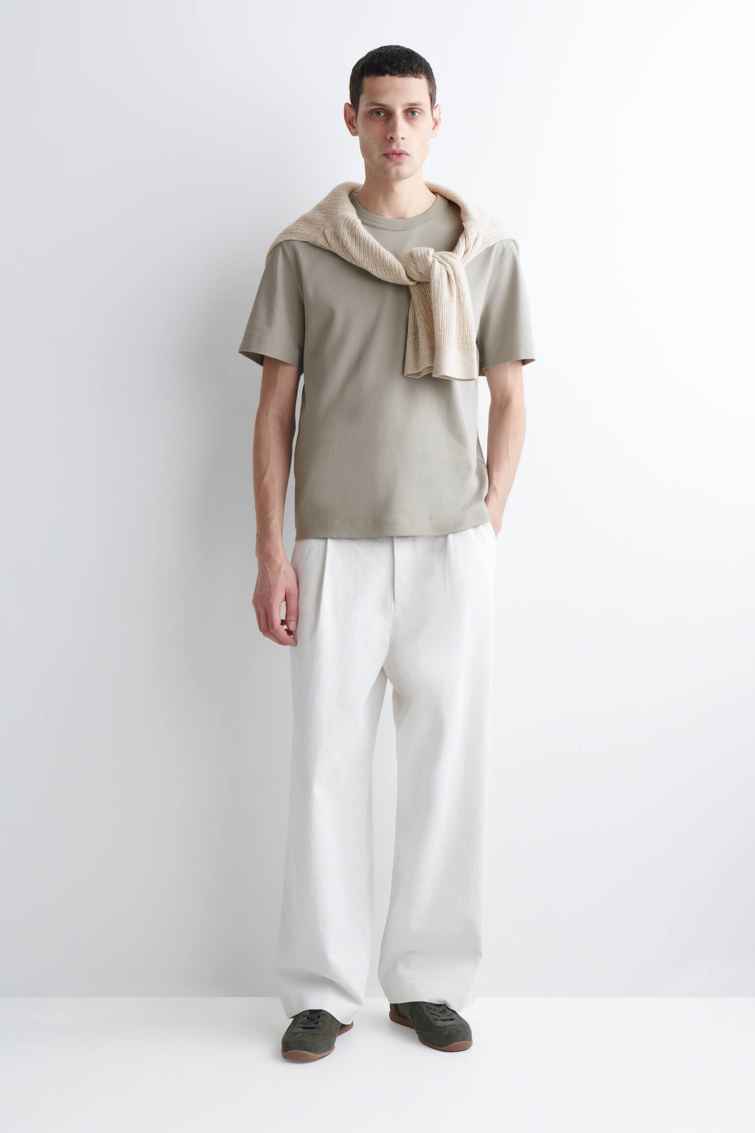 ТЕНИСКА ОТ ИНТЕРЛОК ПАМУК - СВЕТЛО СИВО/ТЪМНОСИН/БЯЛО/ЧЕРНО/ТЪМНОСИН / БЯЛО / НА РАЙЕ - 5