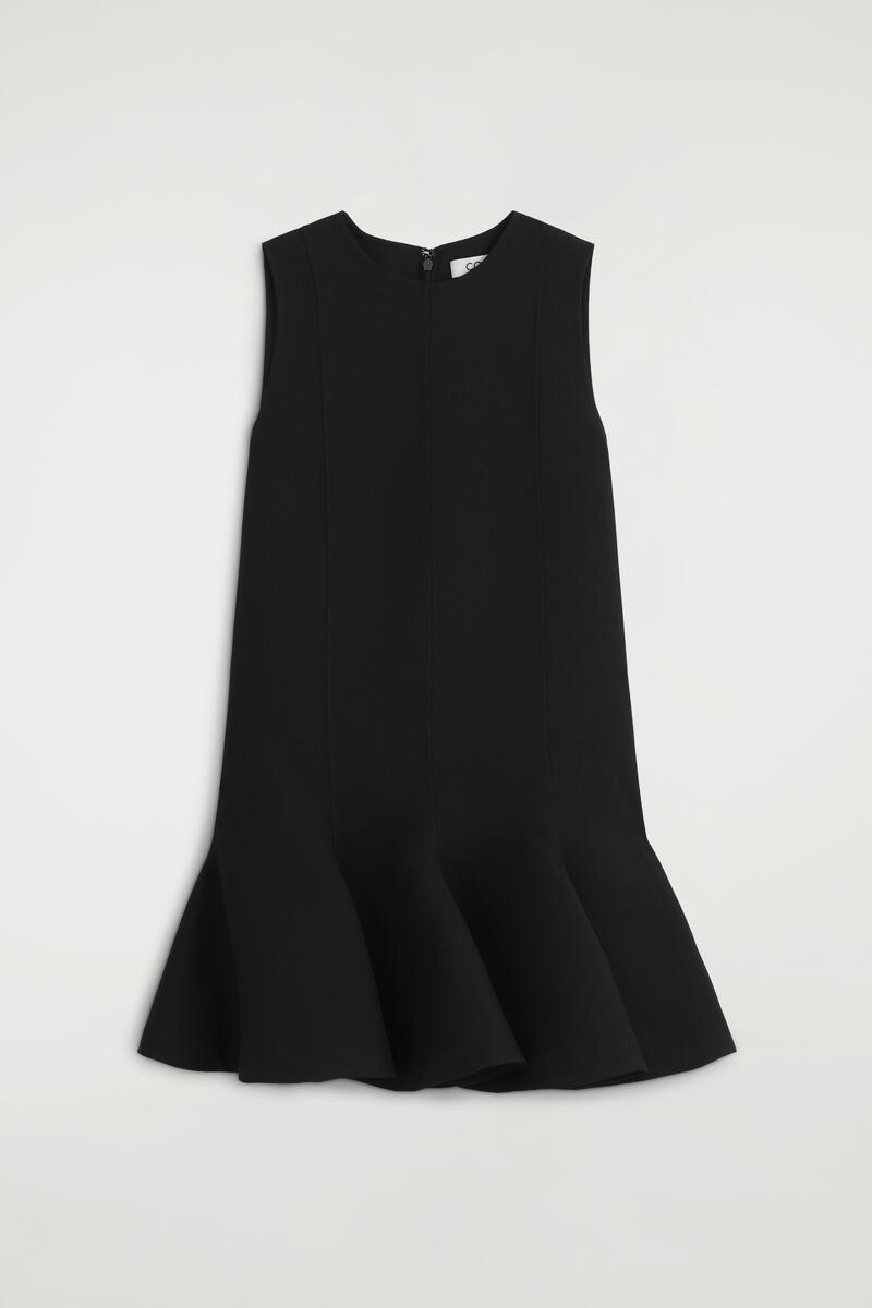 Wool-Blend Twill Peplum Mini Dress