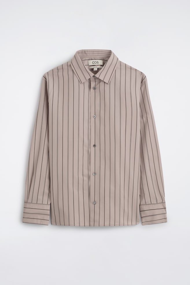 CAMICIA A RIGHE STRUTTURATA IN COTONE E SETA - MALVA / CIOCCOLATO / RIGHE - 1