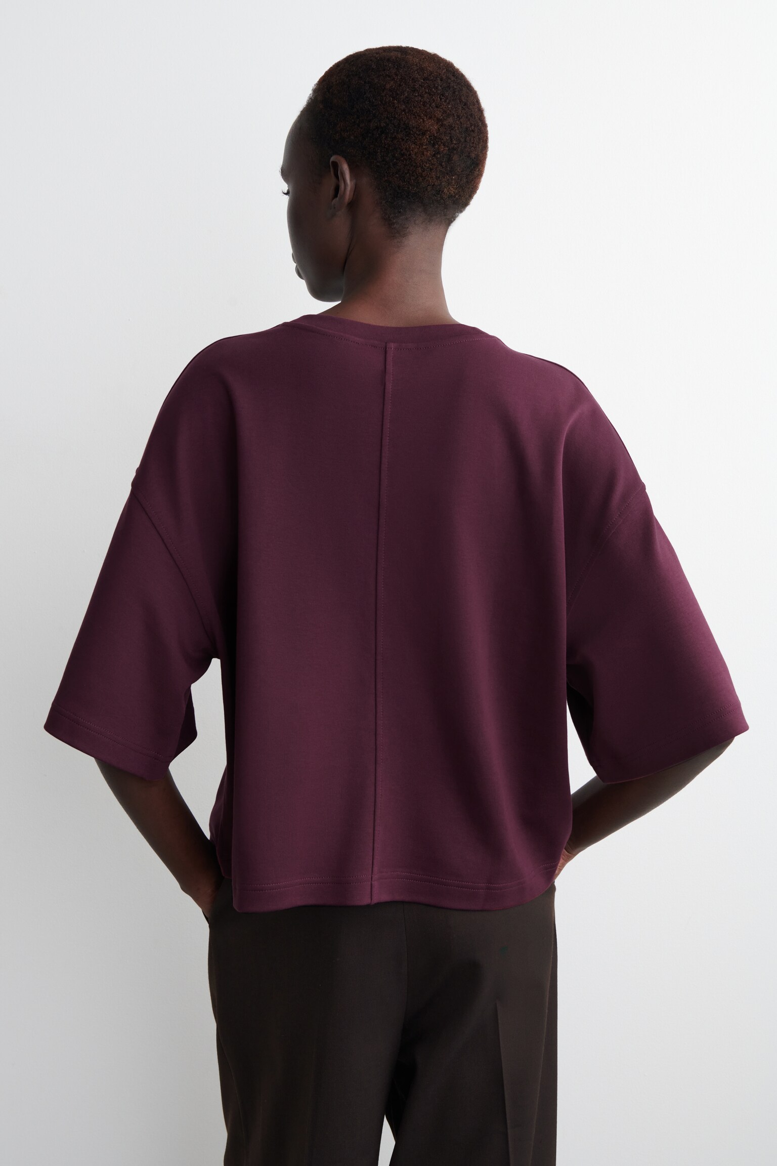 Tricou supradimensionat cu croială boxy - BURGUNDIA/ALBASTRU DESCHIS/ALB/NEGRU - 4