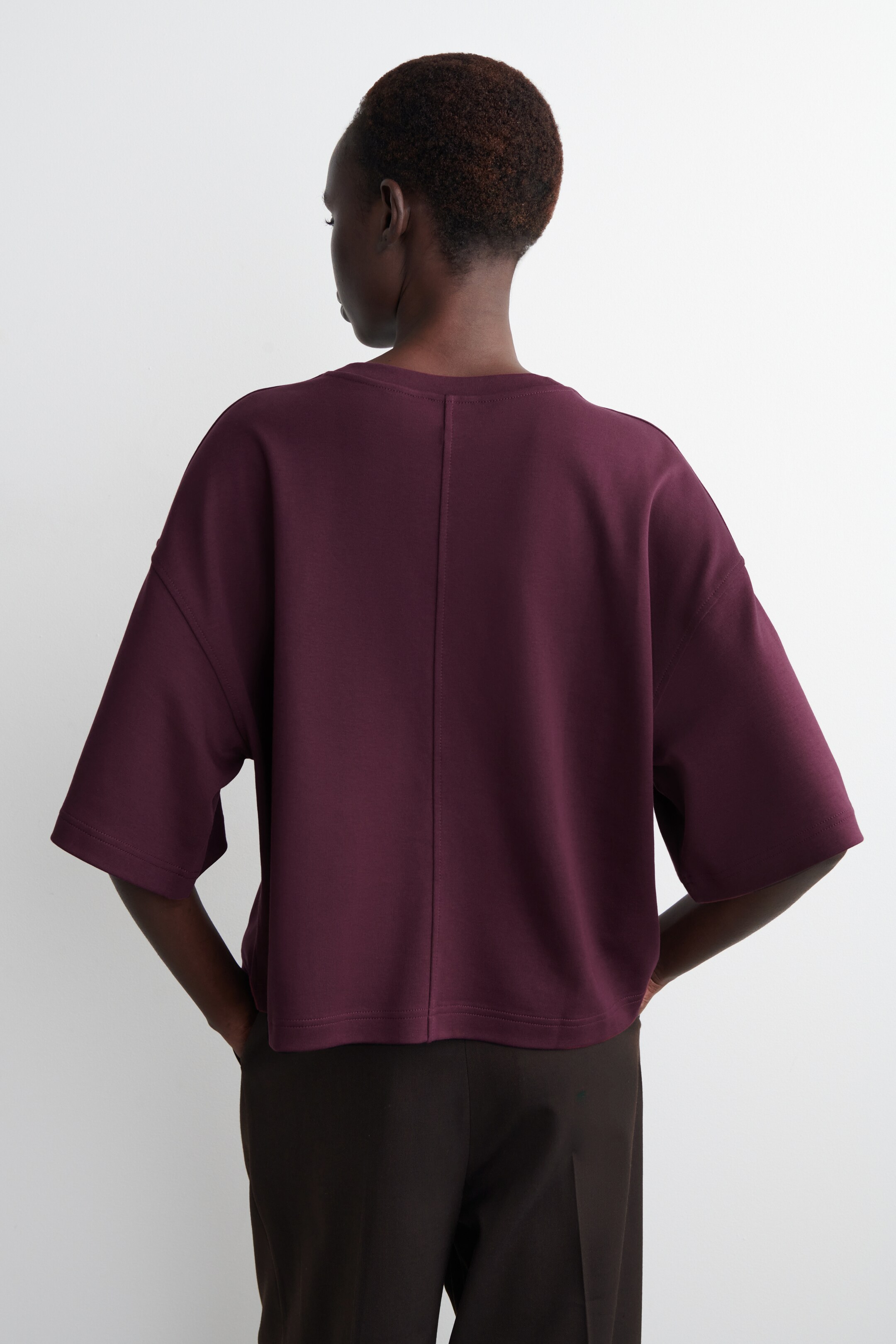 Grotere afbeelding bekijken: Oversized boxy T-shirt - bordeauxrood - DAMES | H&M BE 4