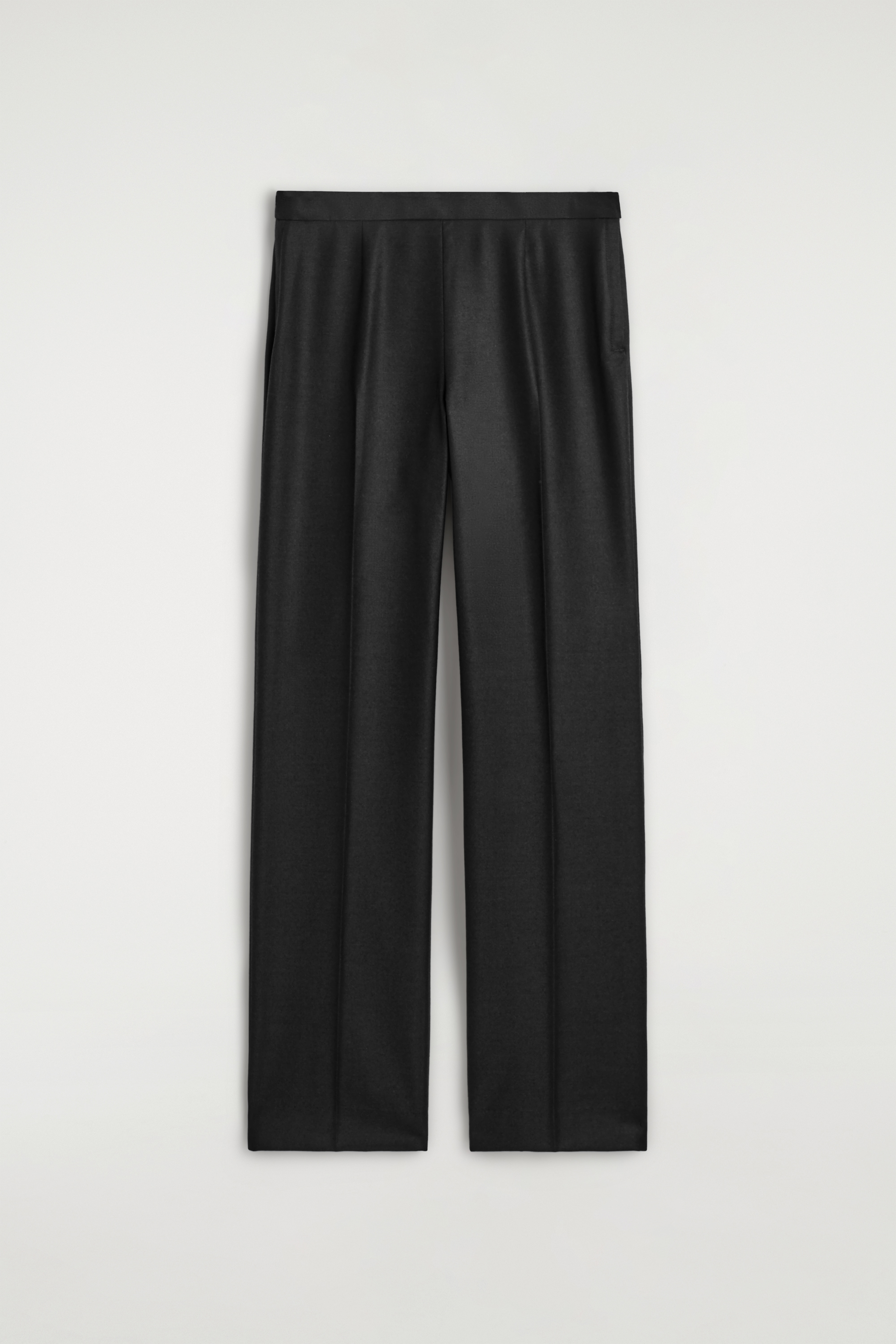 PANTALON DE TAILLEUR DROIT EN FLANELLE DE LAINE - NOIR
