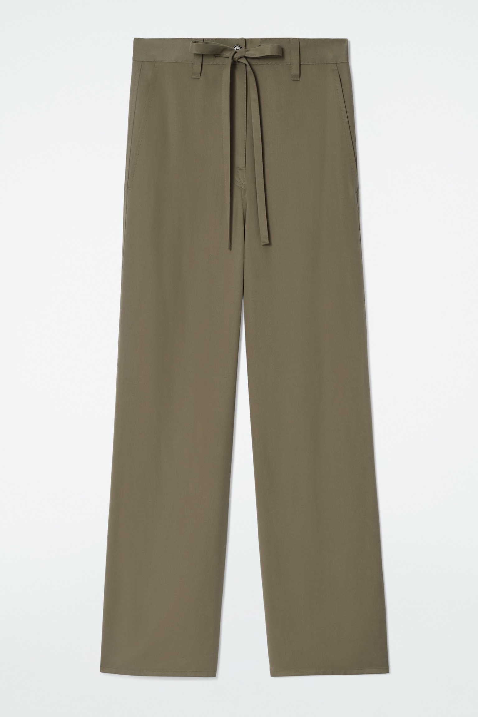 PANTALON LARGE À DÉTAIL NOUÉ - KAKI/IVOIRE - 2