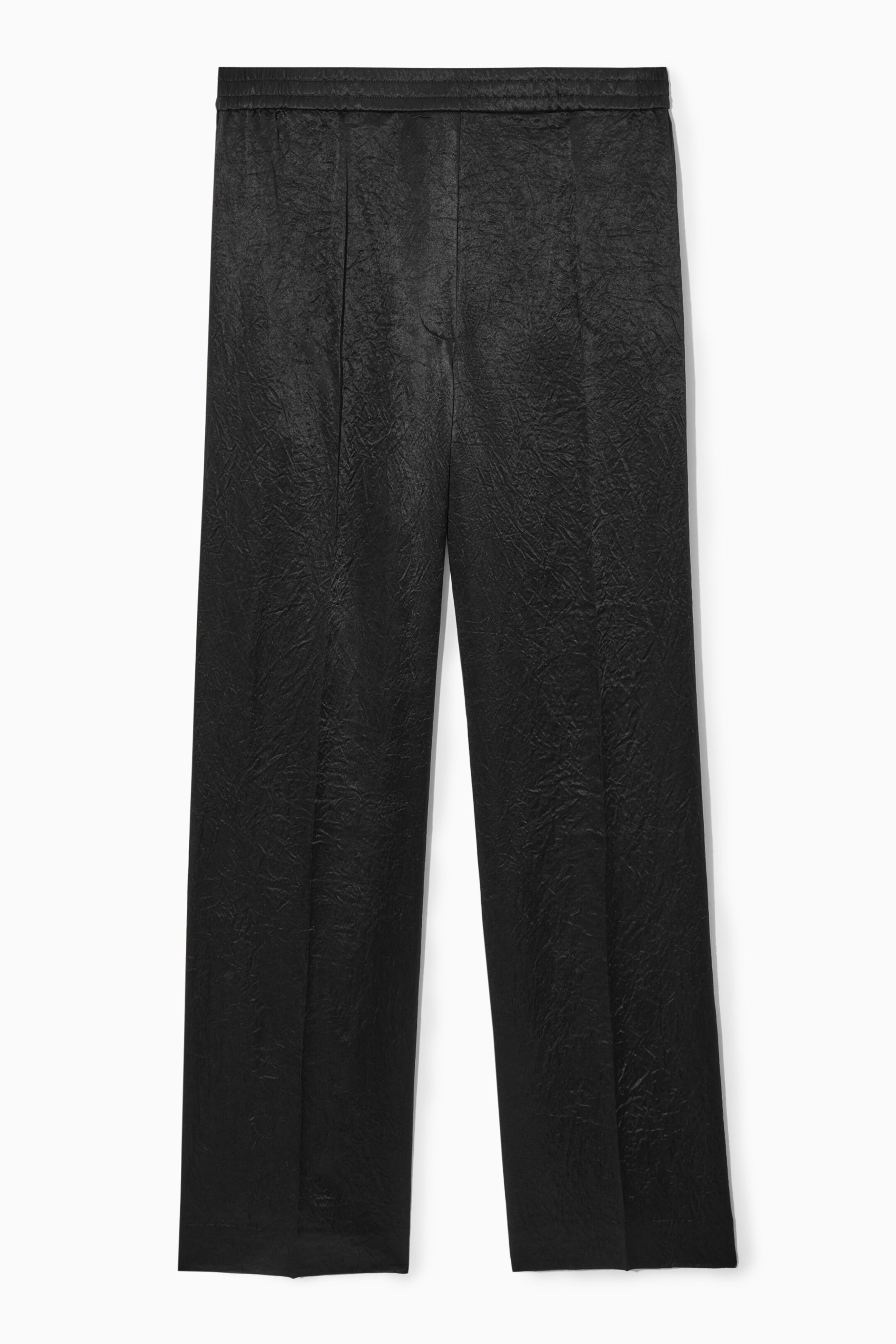 View larger image: STRAIGHT-LEG CRINKLED-SATIN TROUSERS - BLACK - Ladies | H&M GB 1