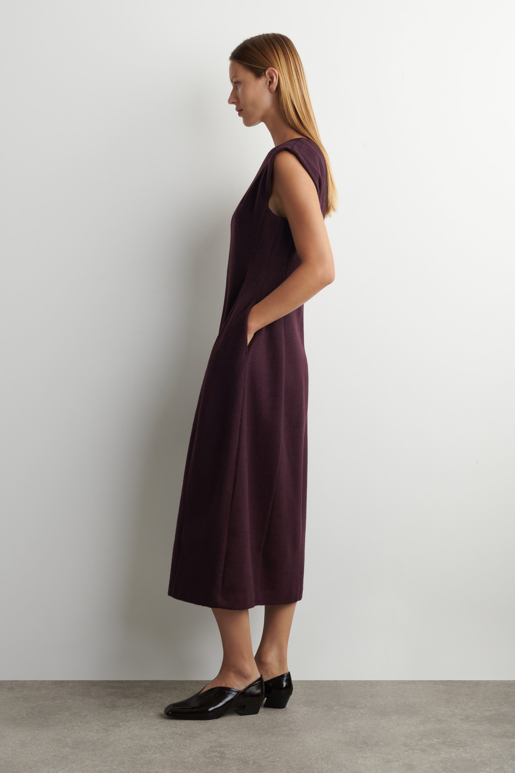 SCULPTED BRUSHED-WOOL MIDI DRESS