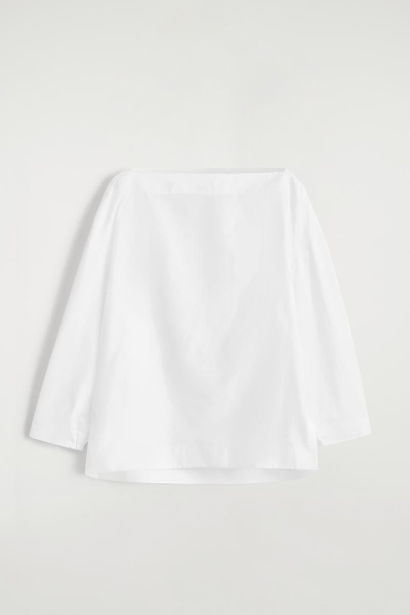 Cos Blouse À Col Bateau En Coton In Blanc In White