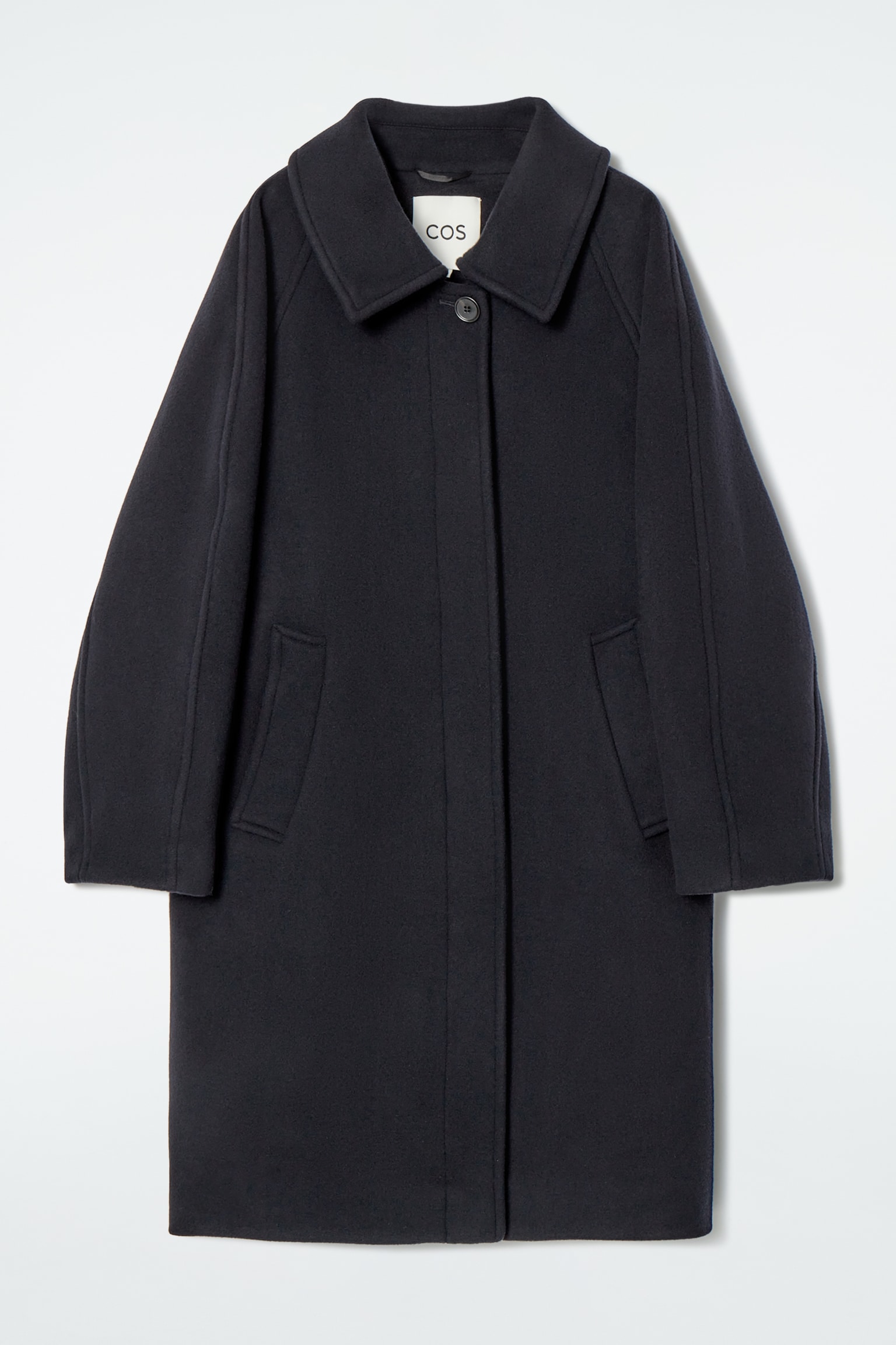OVERSIZED SINGLE-BREASTED WOOL COAT - NAVY - 2