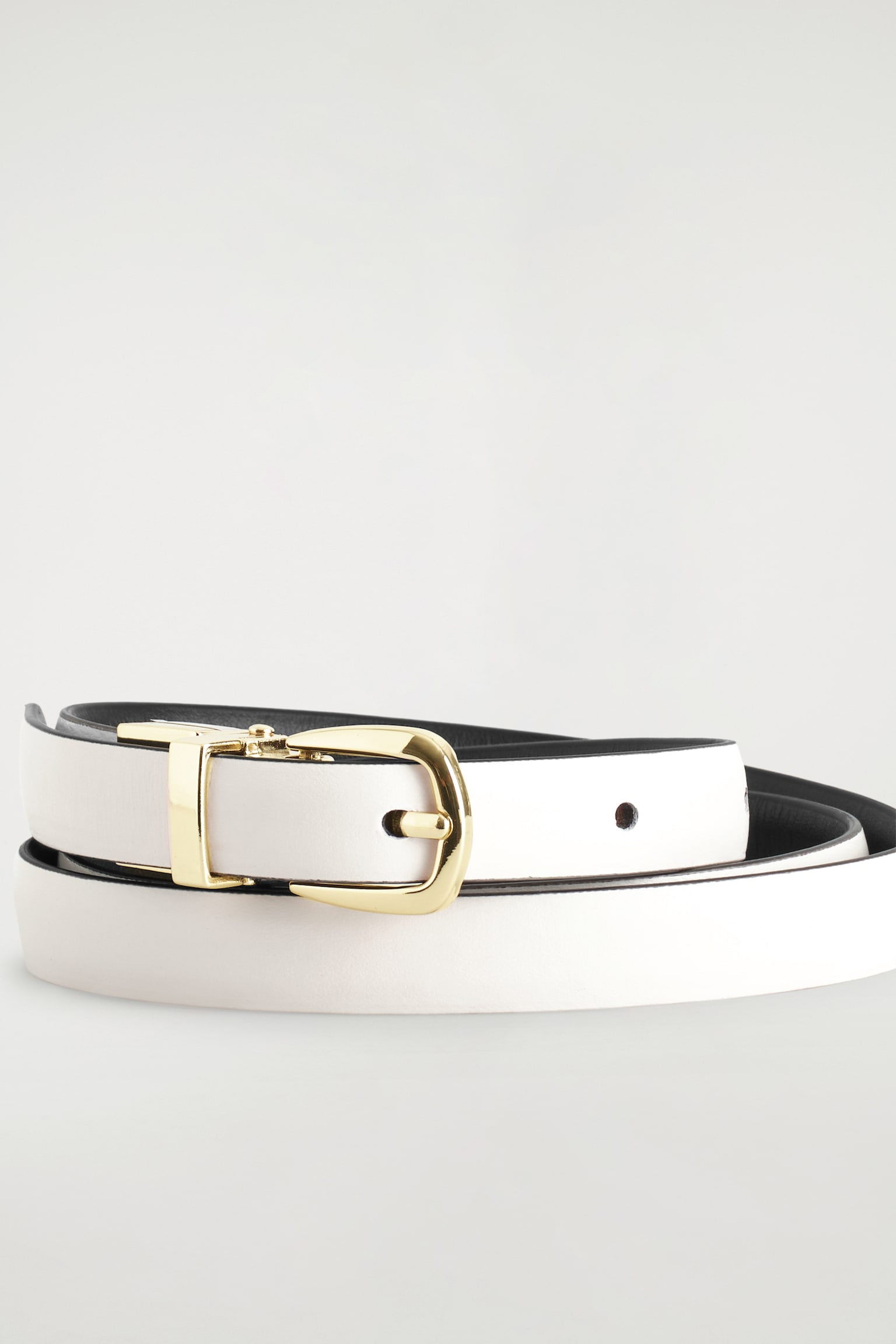 REVERSIBLE SLIM LEATHER BELT - WHITE / BROWN - 4