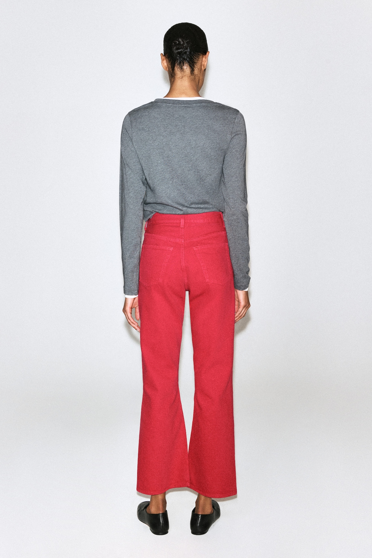 VALLEY CROPPED BOOTCUT JEANS — RED