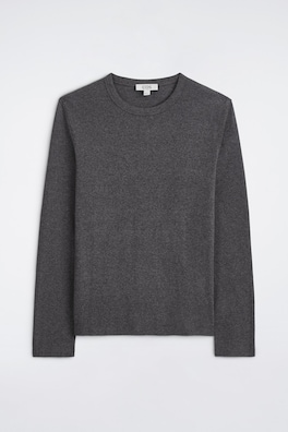 SLIM RIBBED COTTON LONG-SLEEVED T-SHIRT — CHARCOAL MÉLANGE 7