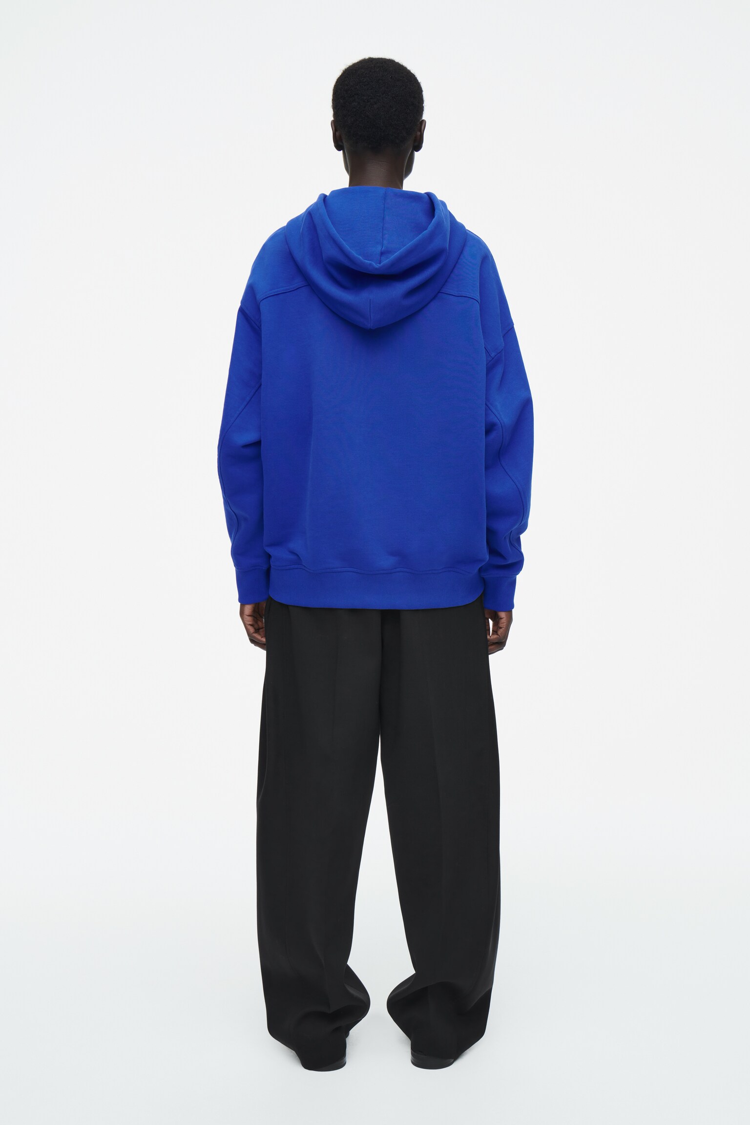 OVERSIZED JERSEY HOODIE - COBALT BLUE/BLACK - 4