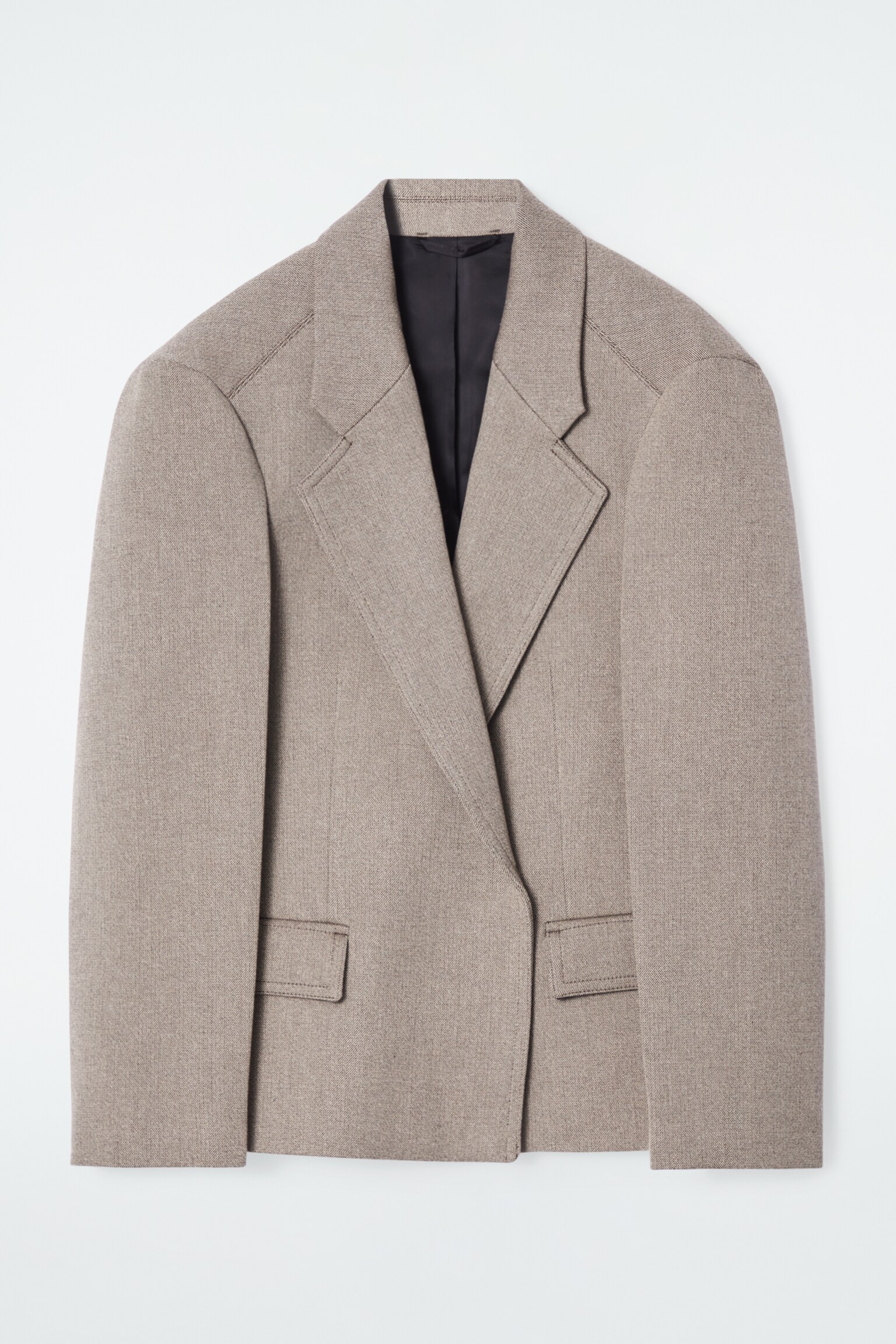 OVERSIZED EXAGGERATED-SHOULDER BLAZER - BROWN