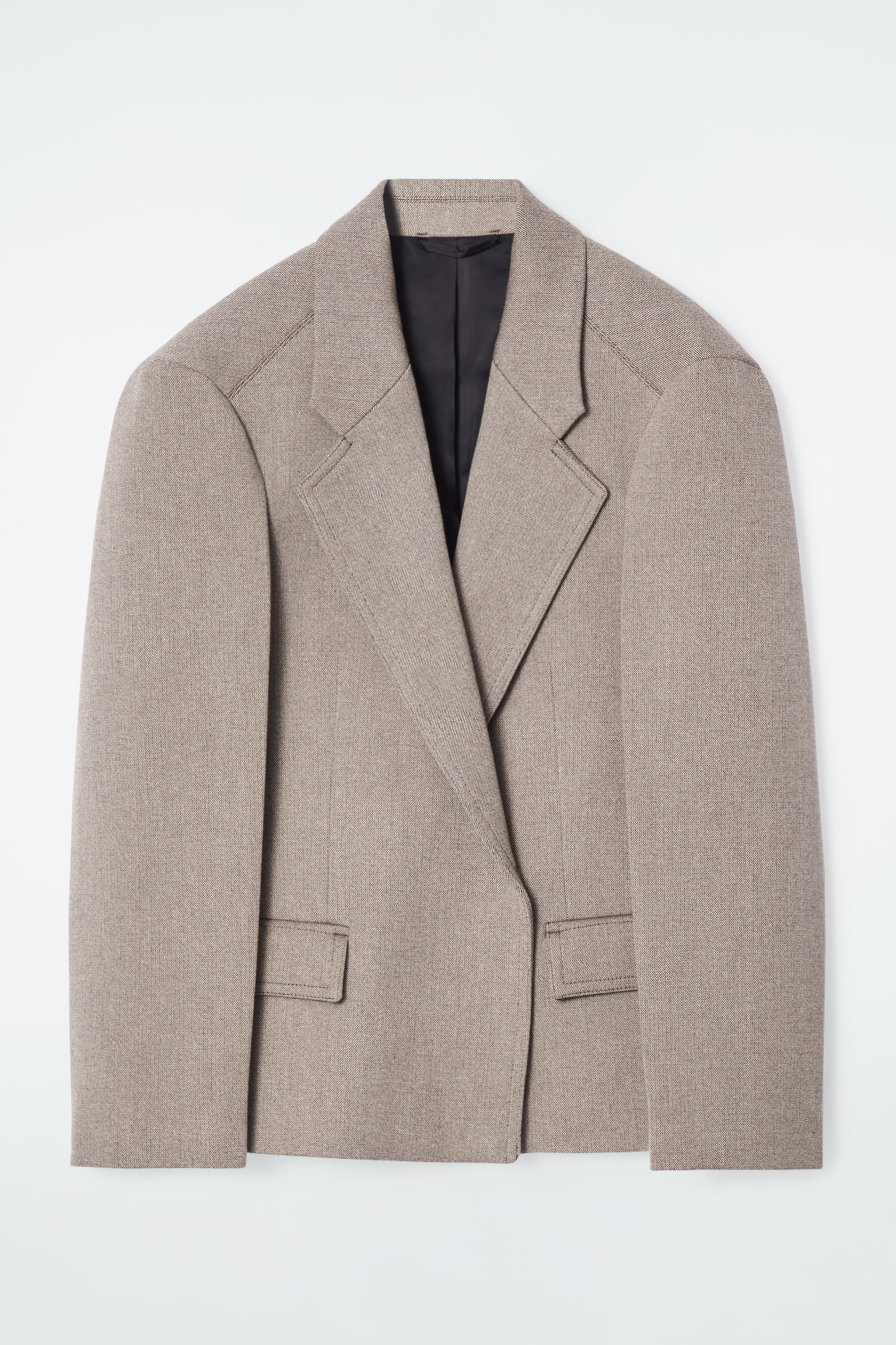 OVERSIZED EXAGGERATED-SHOULDER BLAZER - BROWN