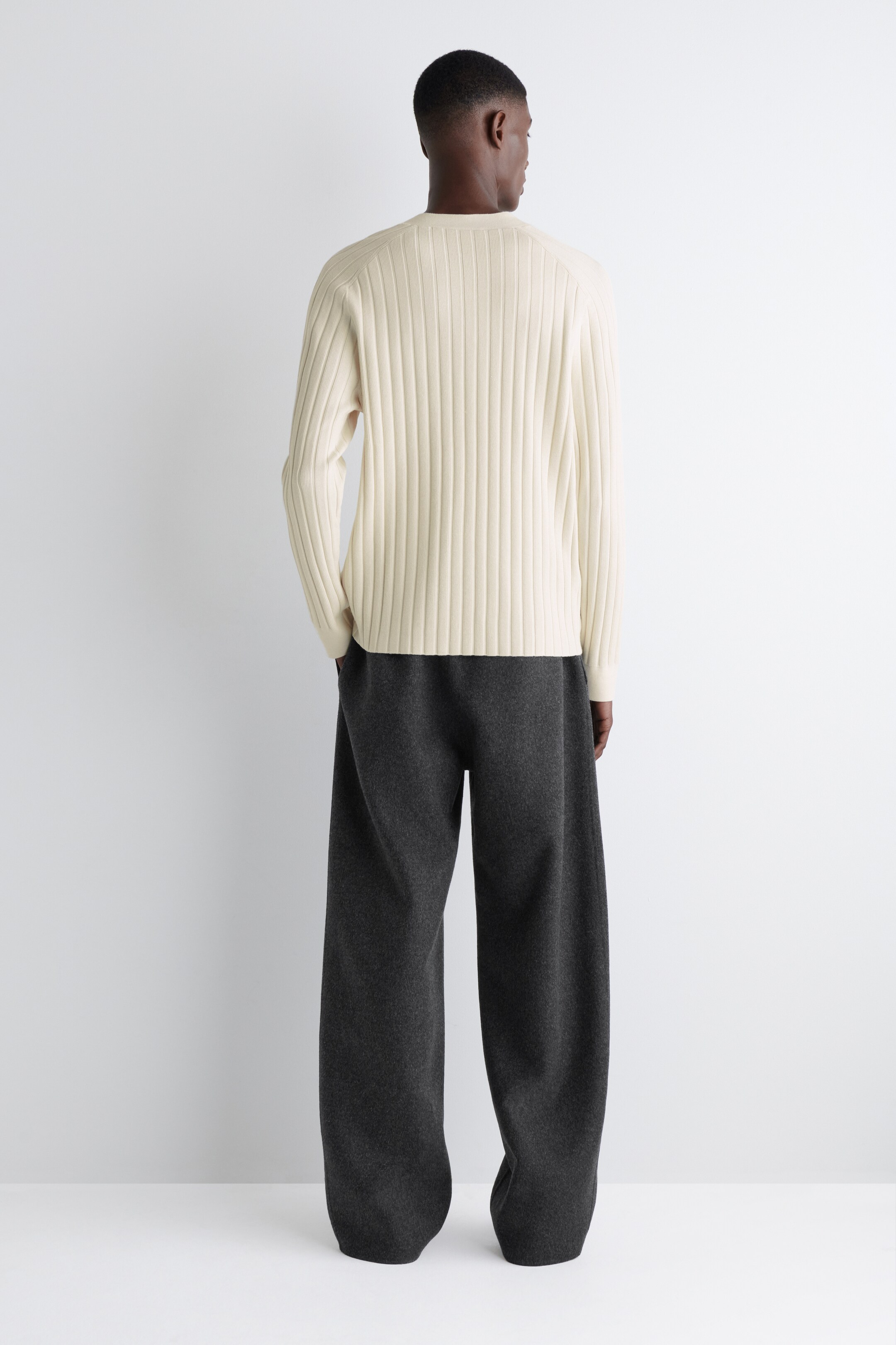 Grösseres Bild ansehen: RIPPSTRICKPULLOVER MIT V-AUSSCHNITT - CREME - HERREN | H&M CH 5