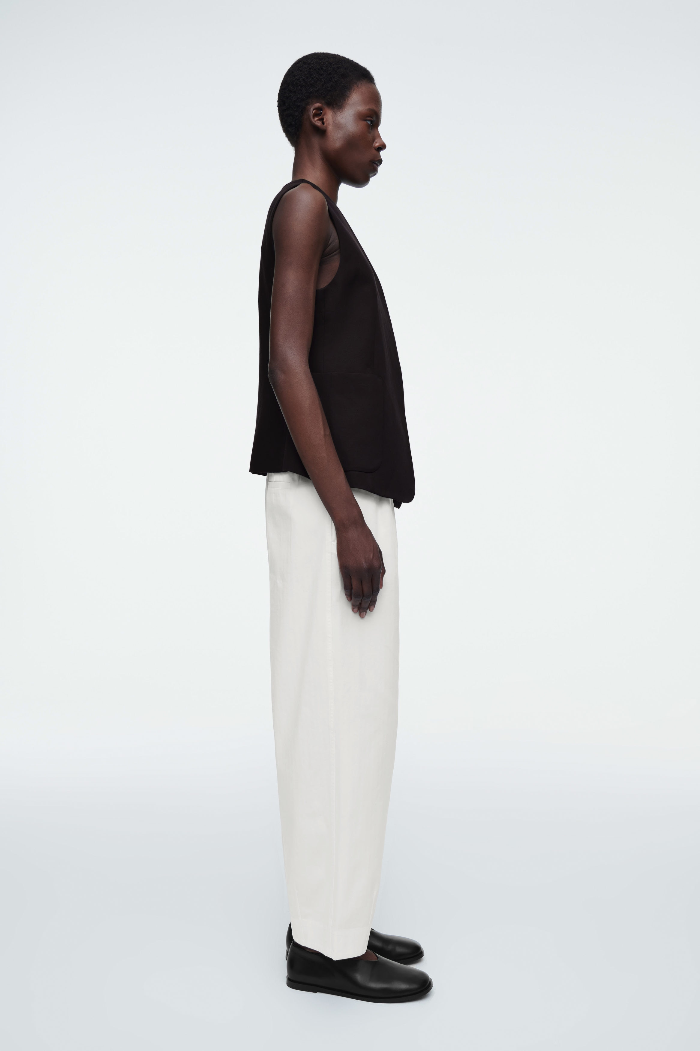 COTTON TAPERED DRAWSTRING PANTS - WHITE | COS