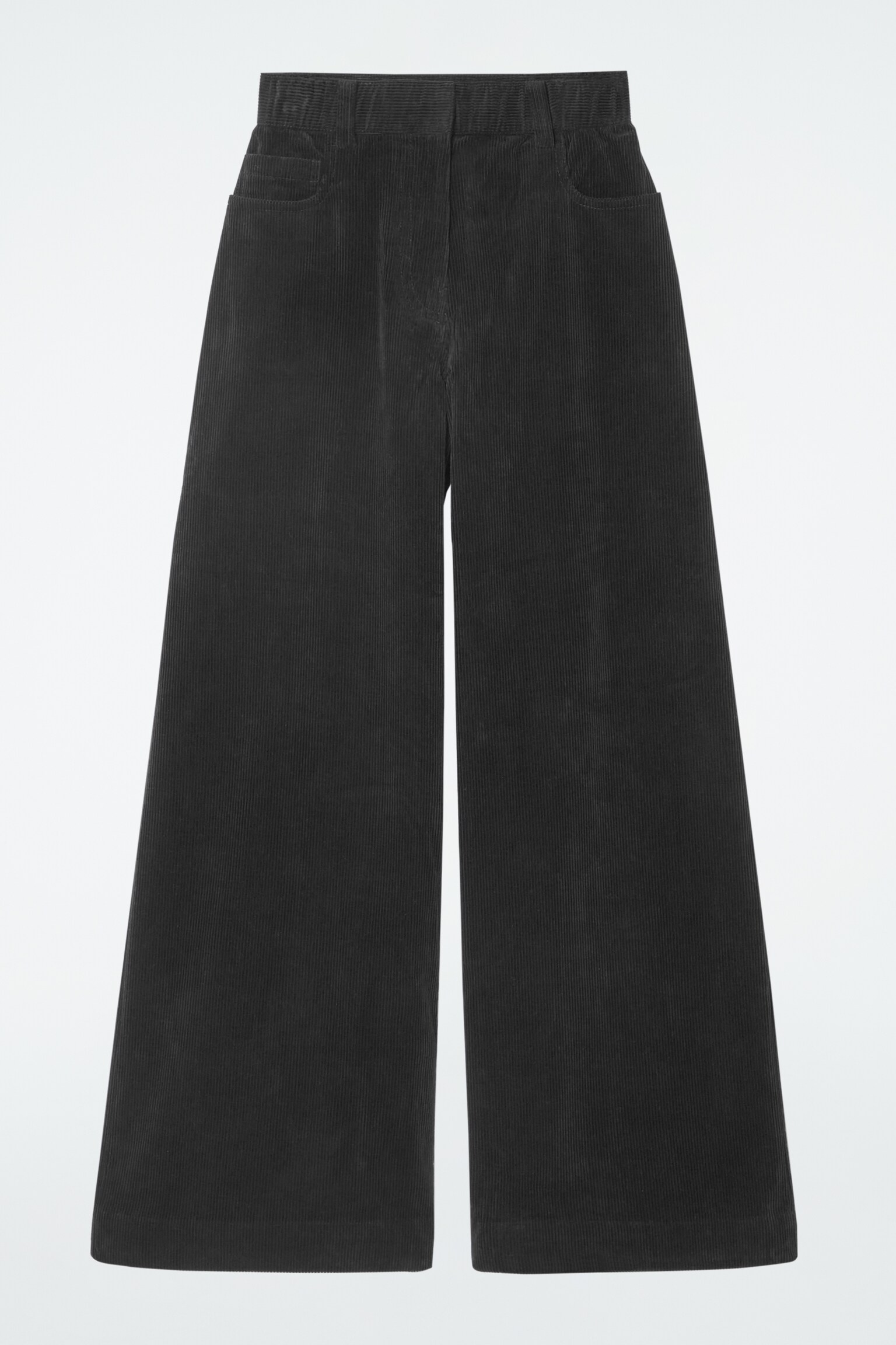 CORDUROY WIDE-LEG TROUSERS - BLACK