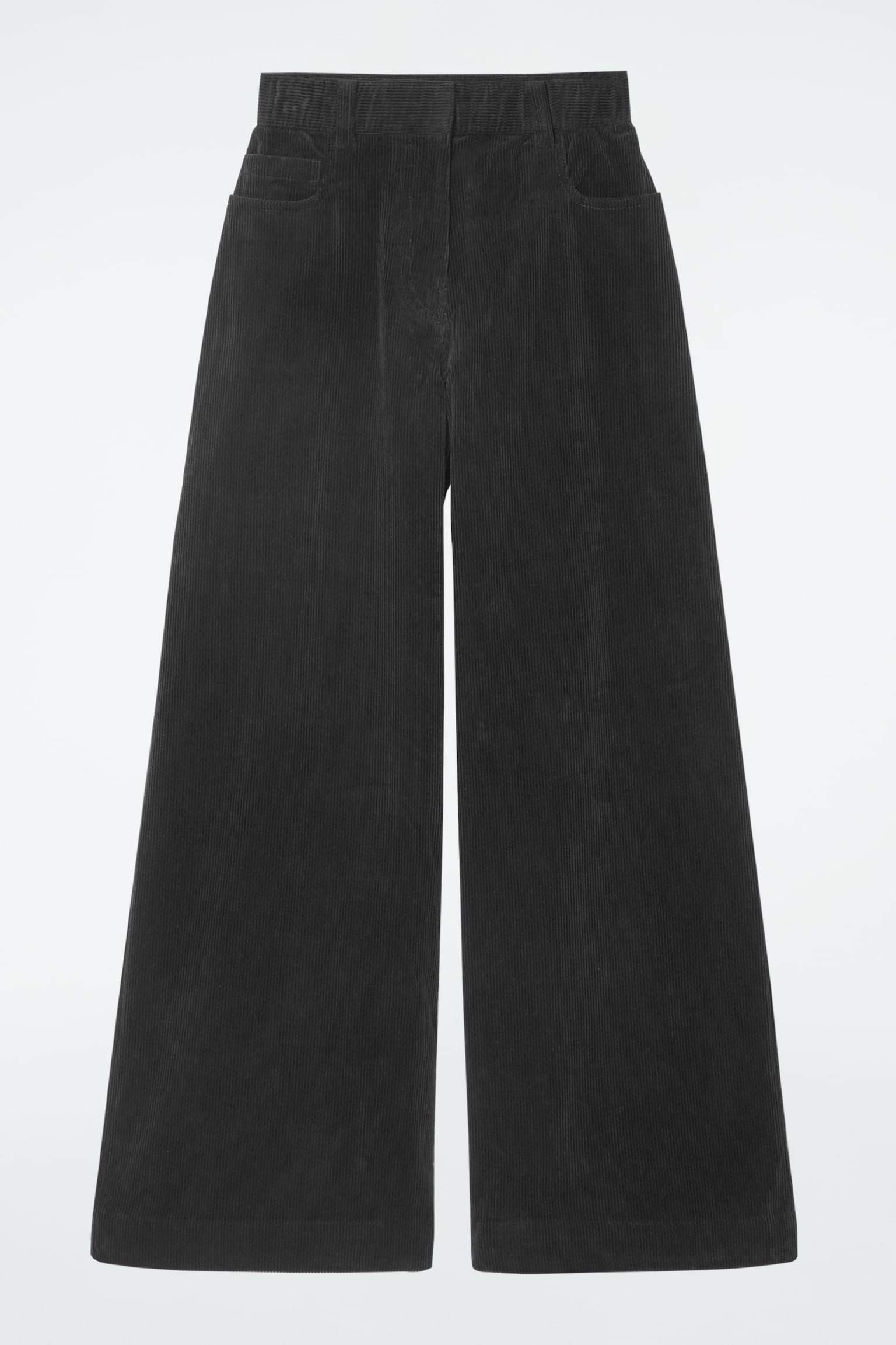 CORDUROY WIDE-LEG TROUSERS - BLACK