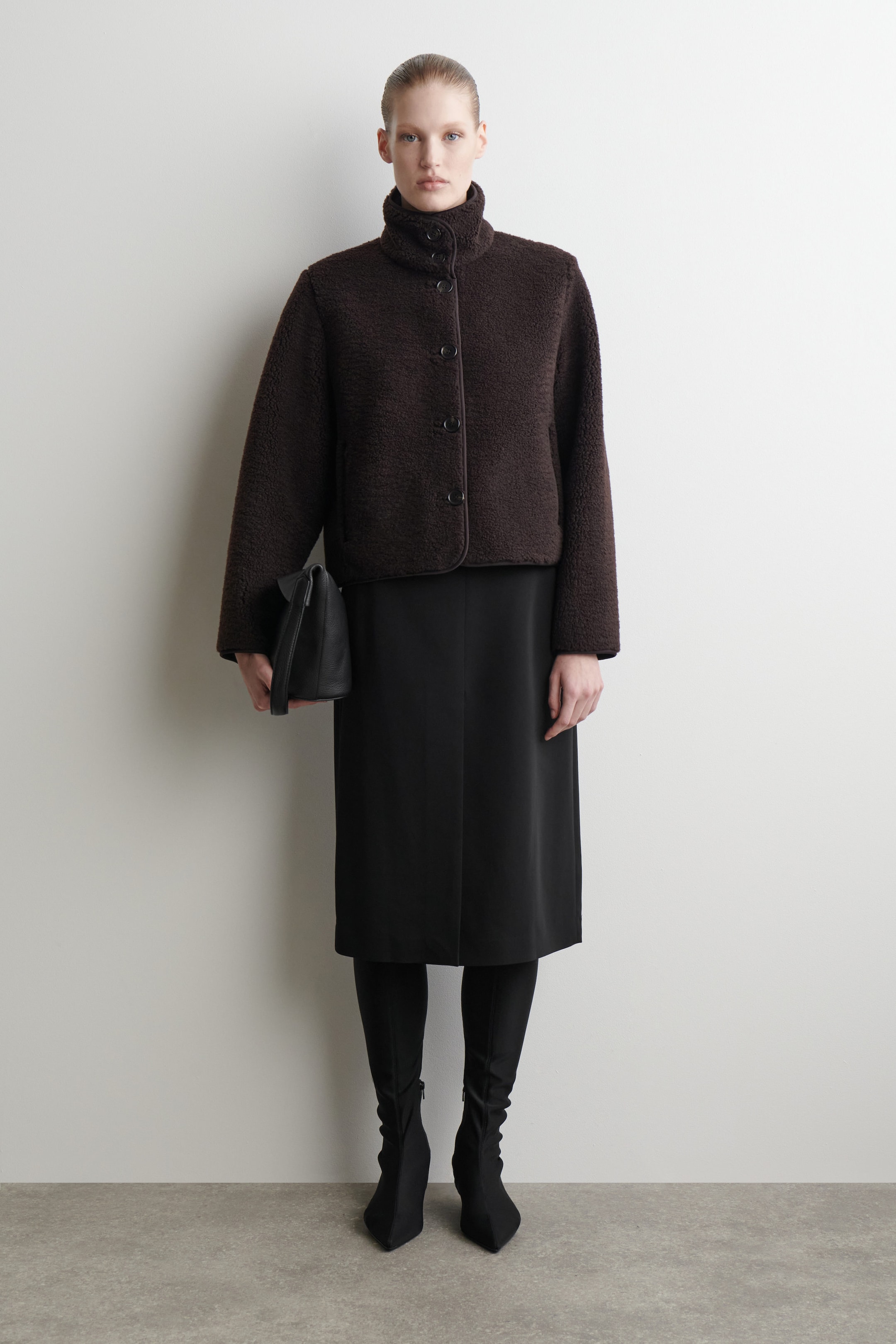 FUNNEL-NECK TEDDY JACKET