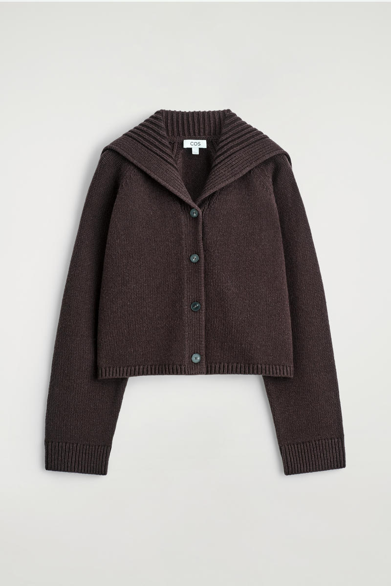 Cos Sailor-collar Wool Cardigan In Brown