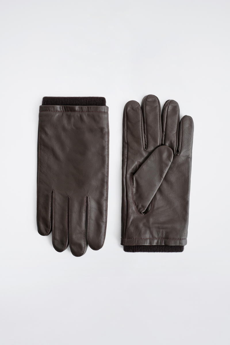 Top-Stitched Cashmere-Lined Leather Gloves
