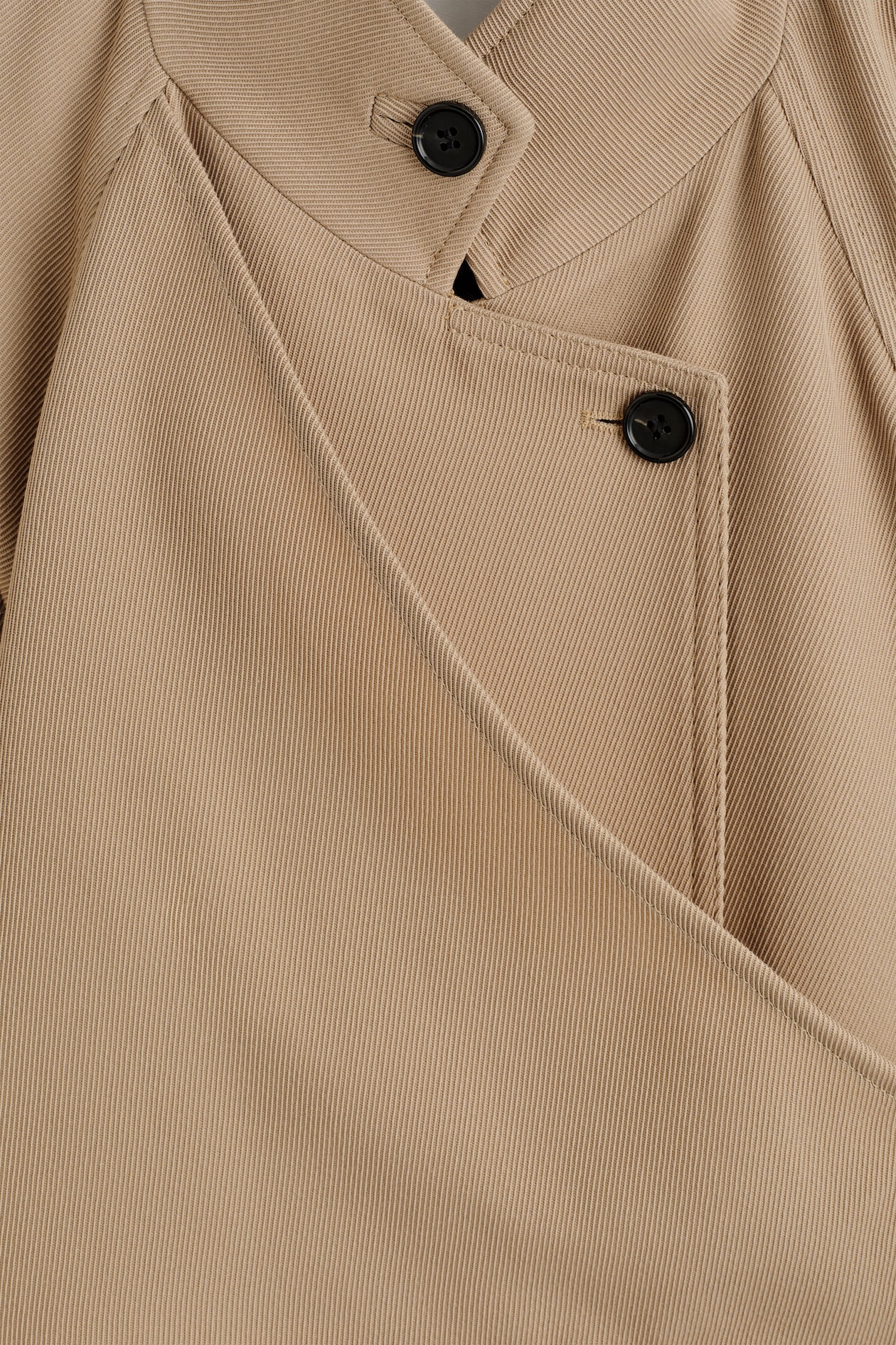 WRAP-OVER WOOL-TWILL TRENCH COAT — BEIGE