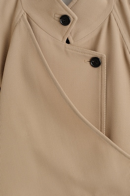 WRAP-OVER WOOL-TWILL TRENCH COAT — BEIGE 7