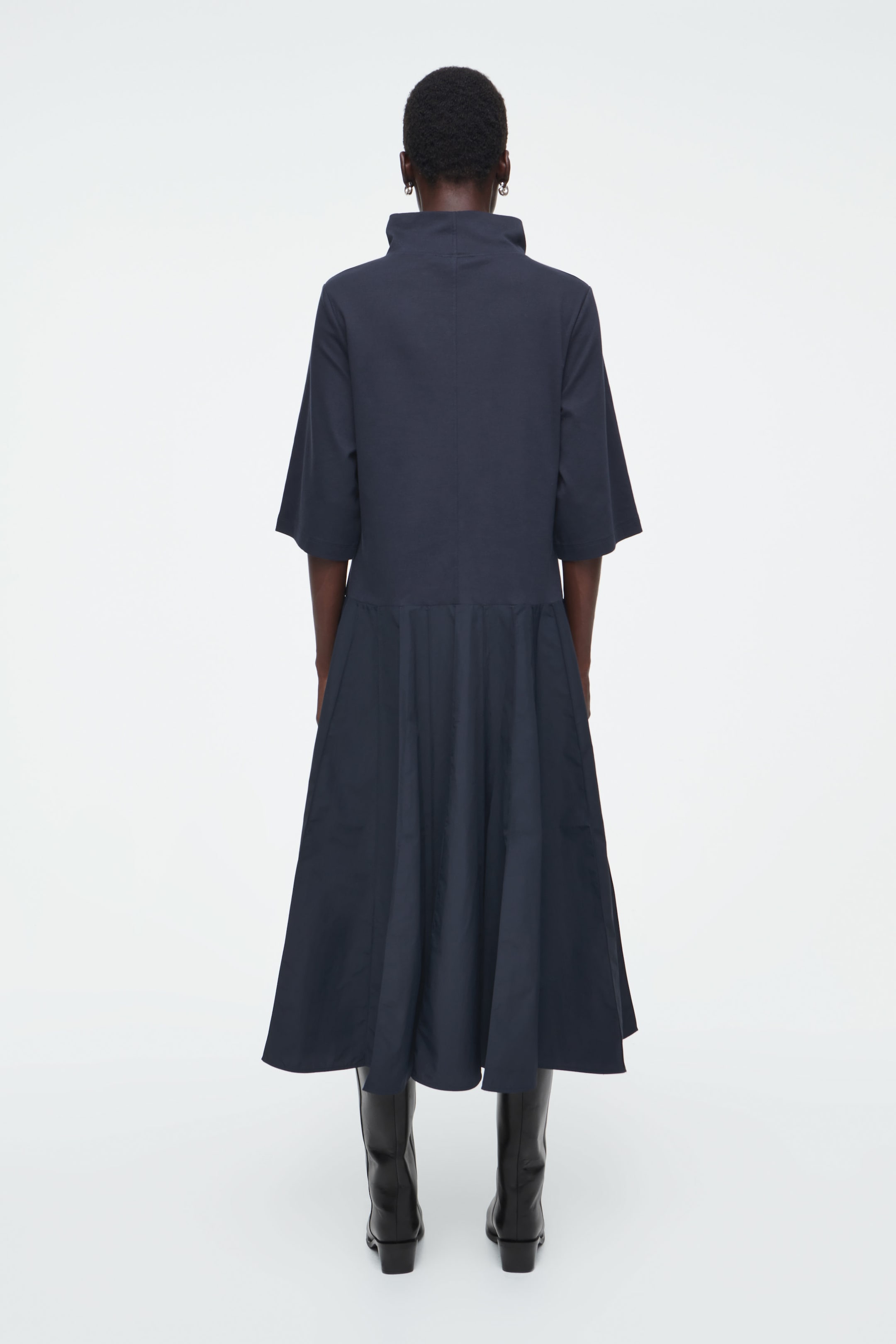 FUNNELNECK PANELLED MIDI DRESS