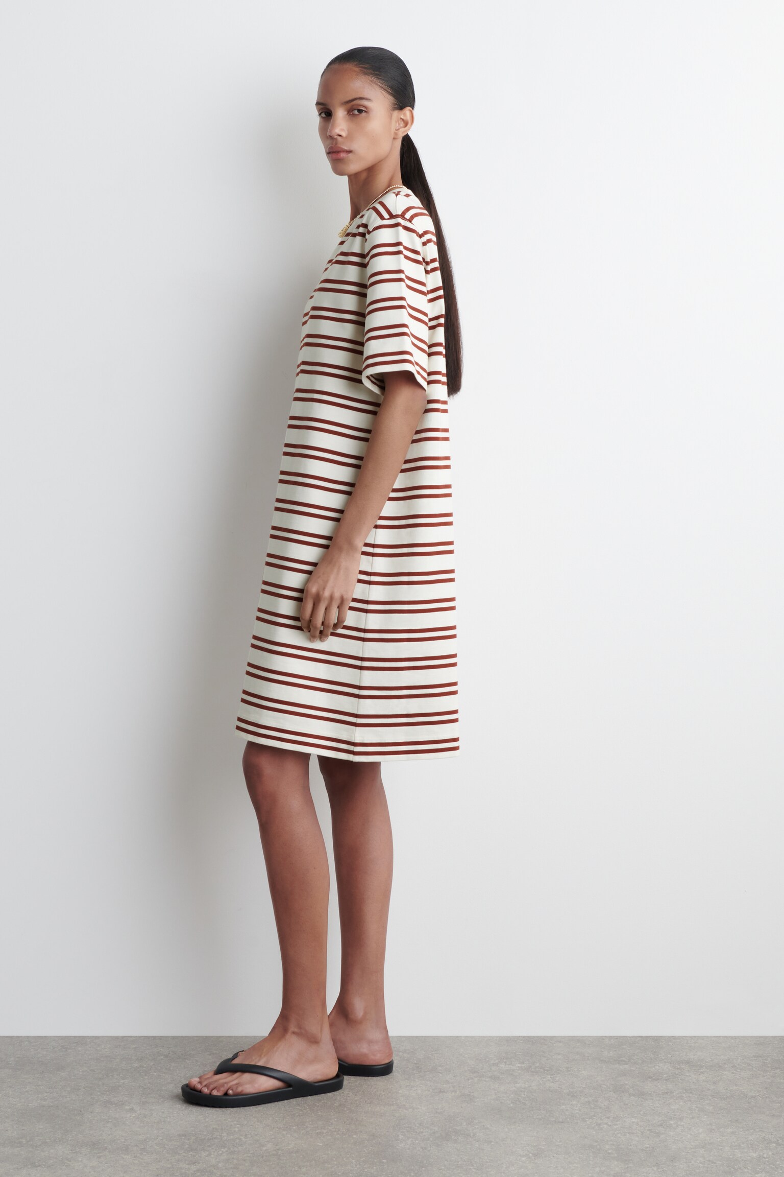 VESTIDO-CAMISETA CORTO DE ALGODÓN - BLANCO / ROJO / RAYAS/BLANCO - 5