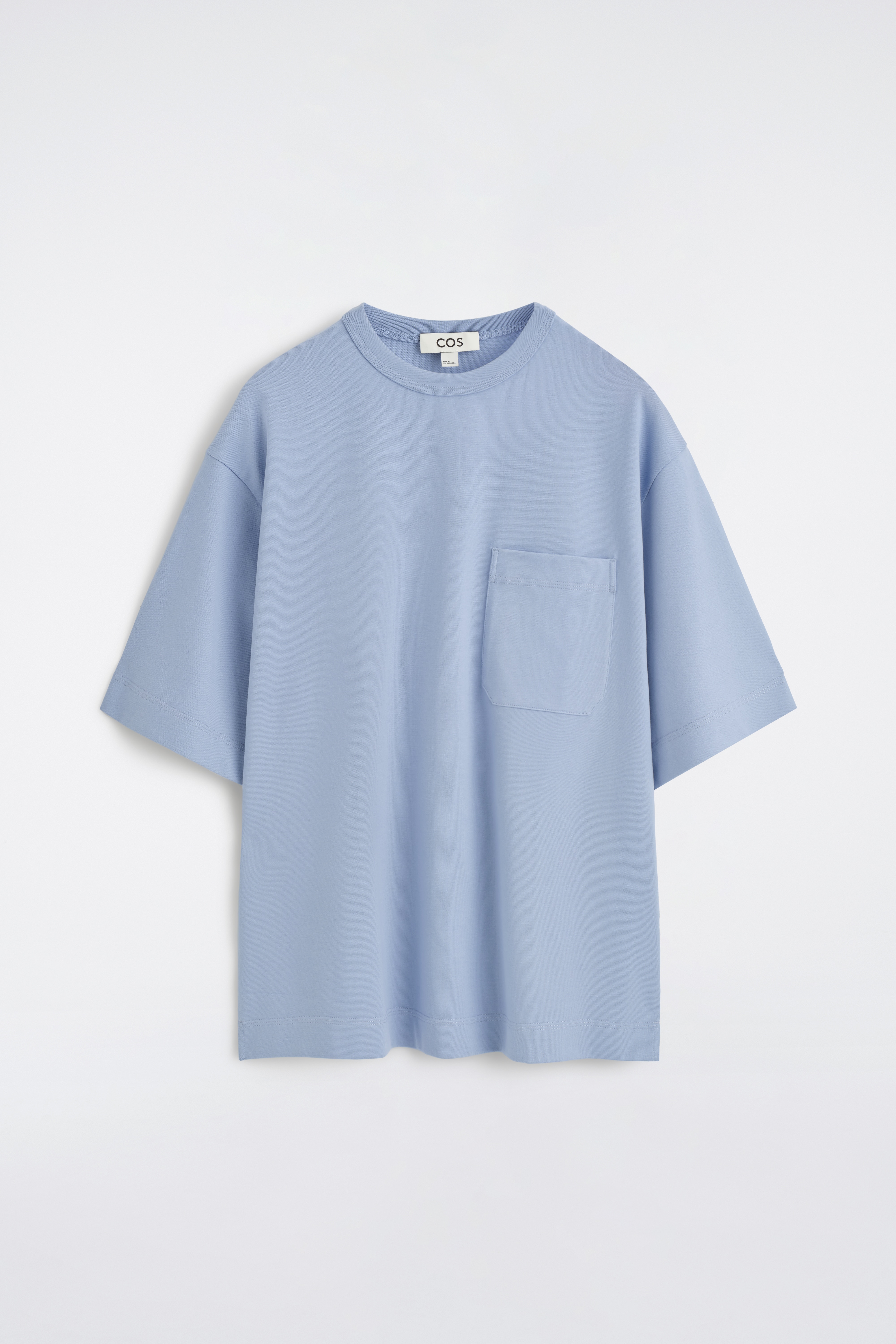Oversized T-shirt van zwaar materiaal - Lichtblauw/WIT