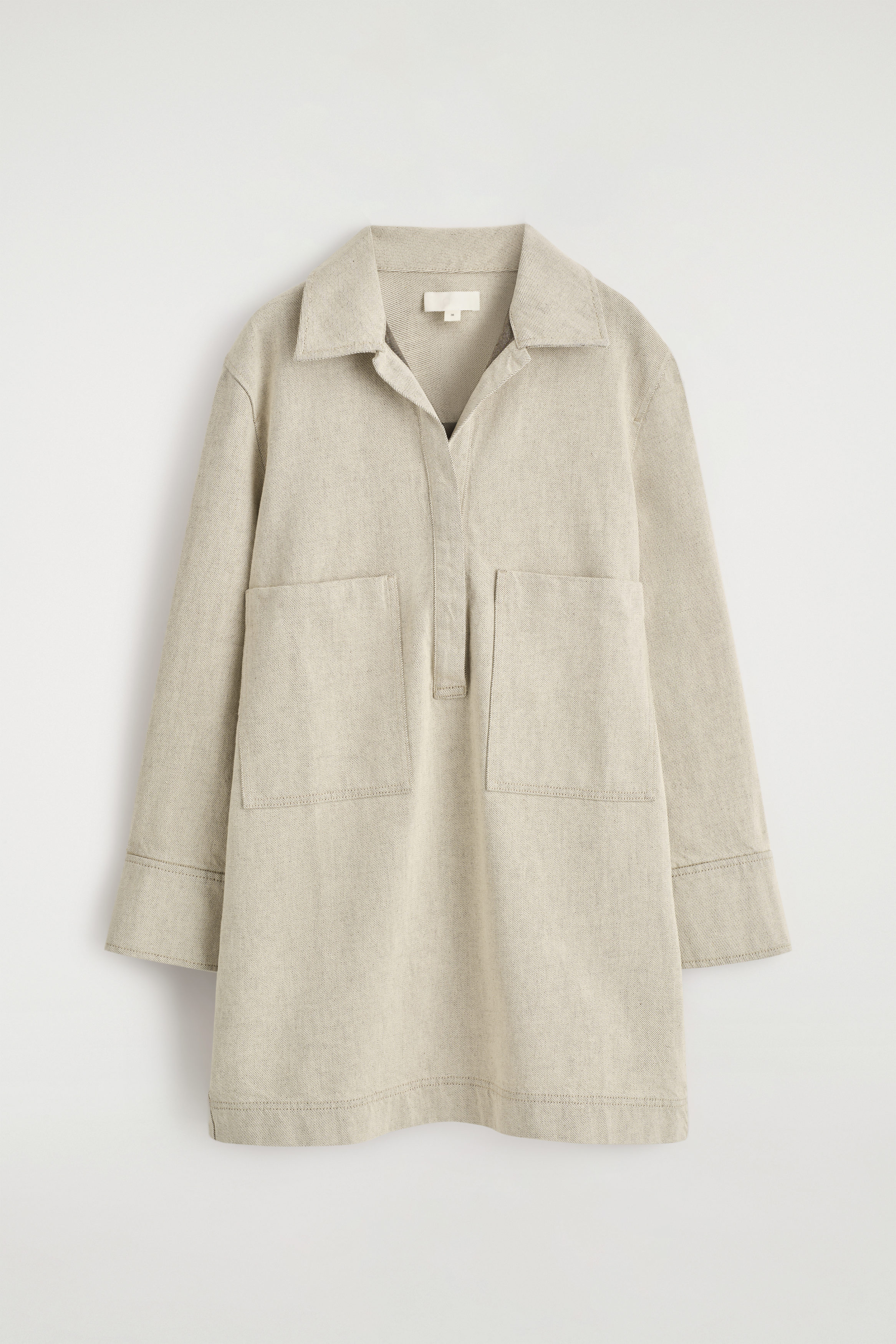 IT MICHAA [イミシャ] Open collar shirt dress OPEN-COLLAR DENIM SHIRT DRESS - BEIGE | COS