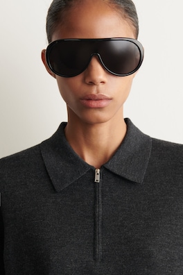 MERINO WOOL ZIP-UP POLO SHIRT — CHARCOAL 5
